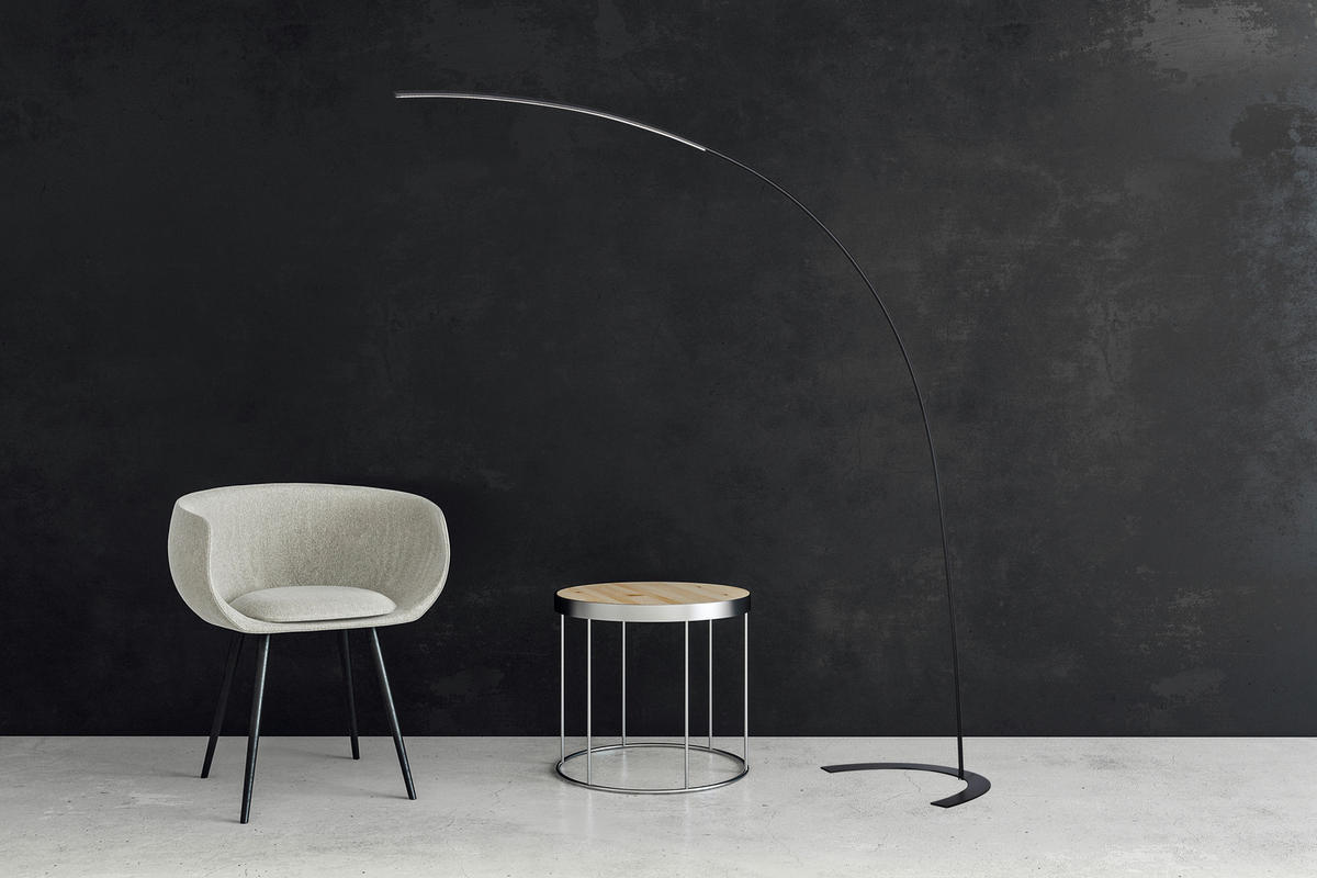 TRIO Bogenleuchte 427511802 schwarz Metall B/H: ca. 65x210 cm LED-Bogenleuchte_Shanghai - schwarz (65,00/210,00cm) - Trio