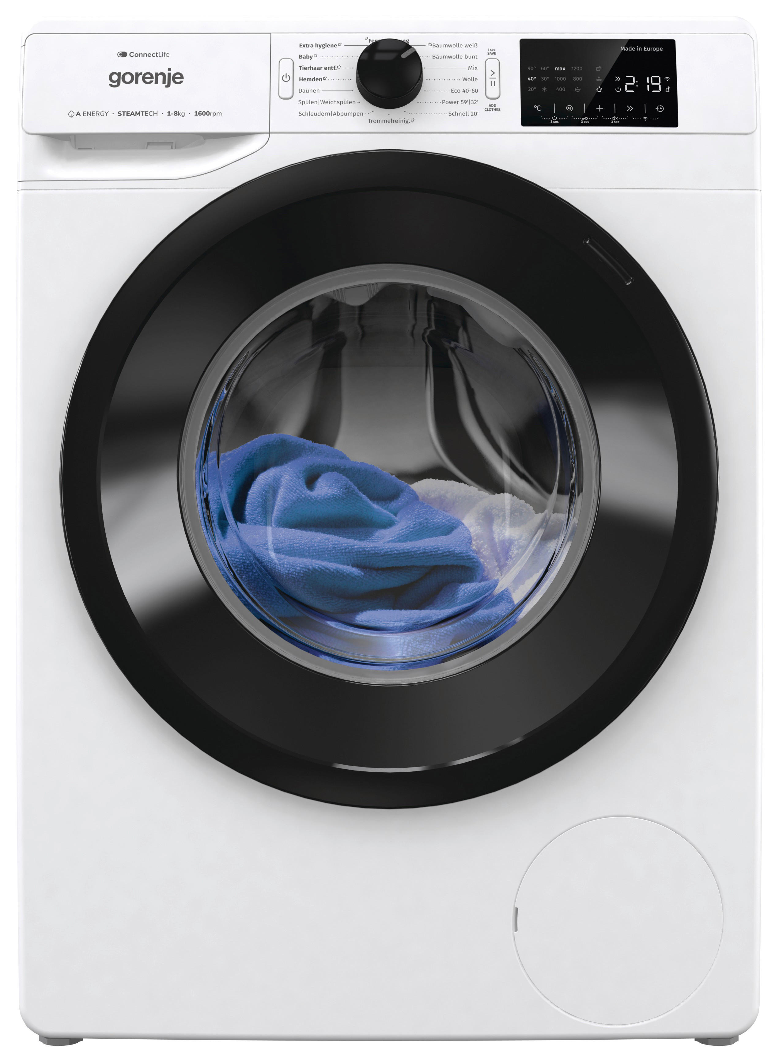 Gorenje Waschmaschine WPNEI86ATS weiß B/H/T: ca. 60x85x55 cm ca. 8 kg Waschmaschine WPNEI86ATS - weiß (60,00/85,00/55,00cm) - Gorenje