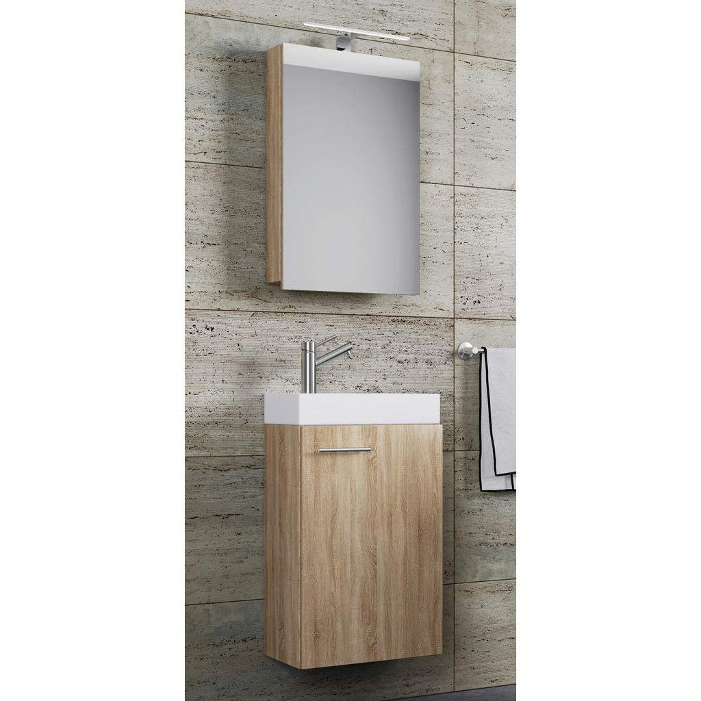 Thumbnail - Waschplatz 4tlg-Slito Eiche Sonoma Nachbildung B/H/T: ca. 41x69,5x22 cm