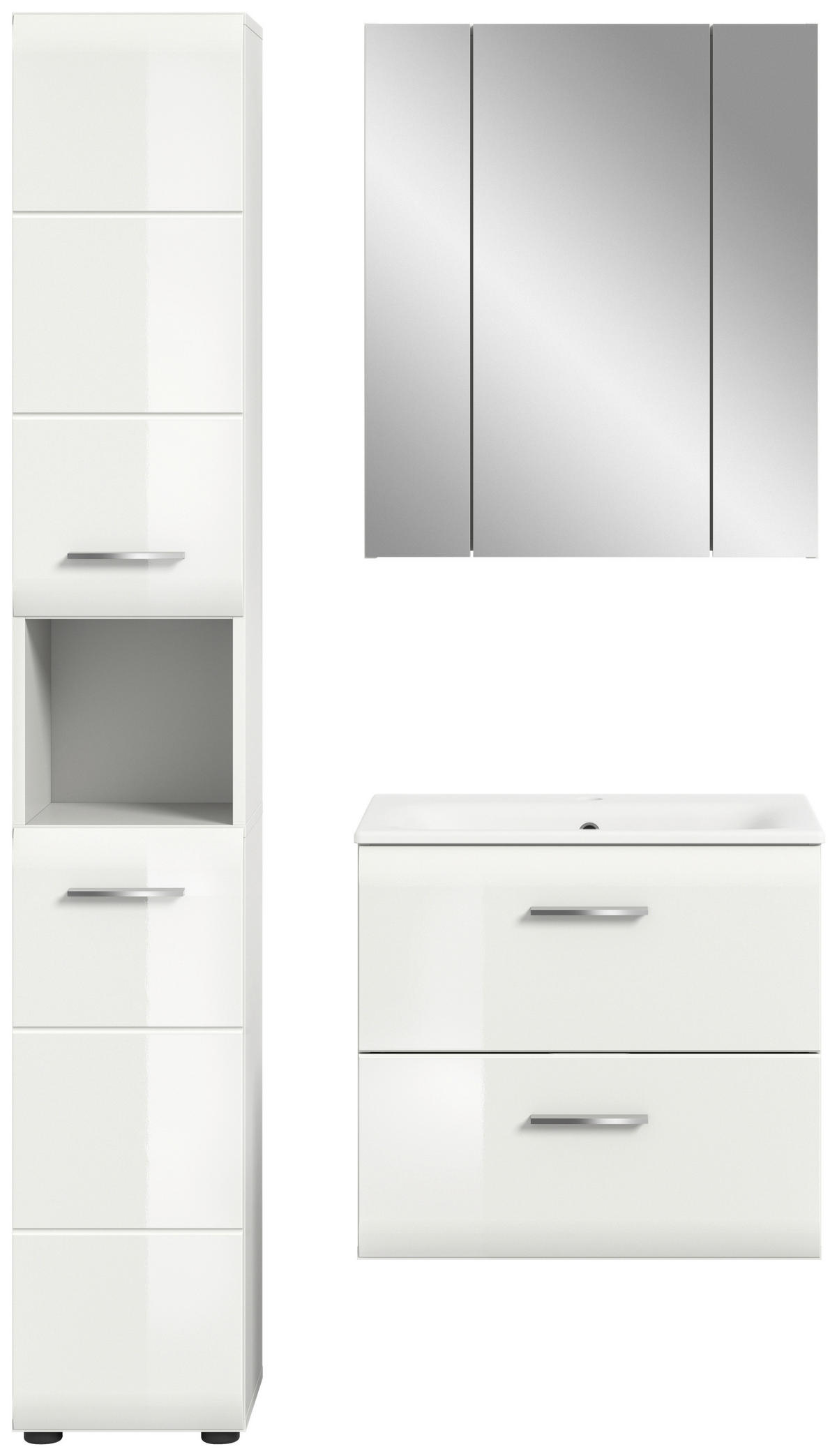 Badezimmer-Set Ice weiß weiß Hochglanz B/H/T: ca. 105x185x46 cm Ice - weiß (105,00/185,00/46,00cm) - xonox.home