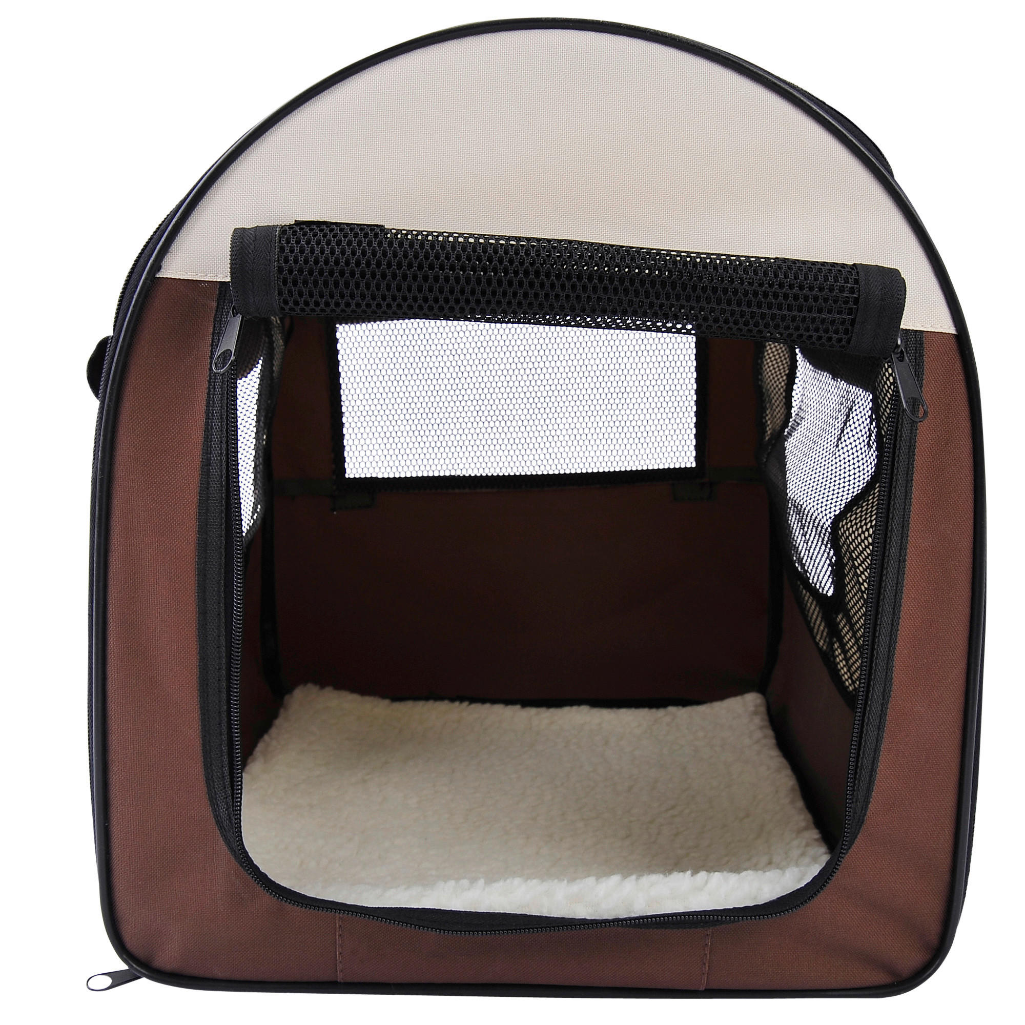 PawHut Hundetransportbox creme Polyester B/H/L: ca. 36x41x46 cm Hundetransportbox - braun/creme (46,00/36,00/41,00cm) - PawHut