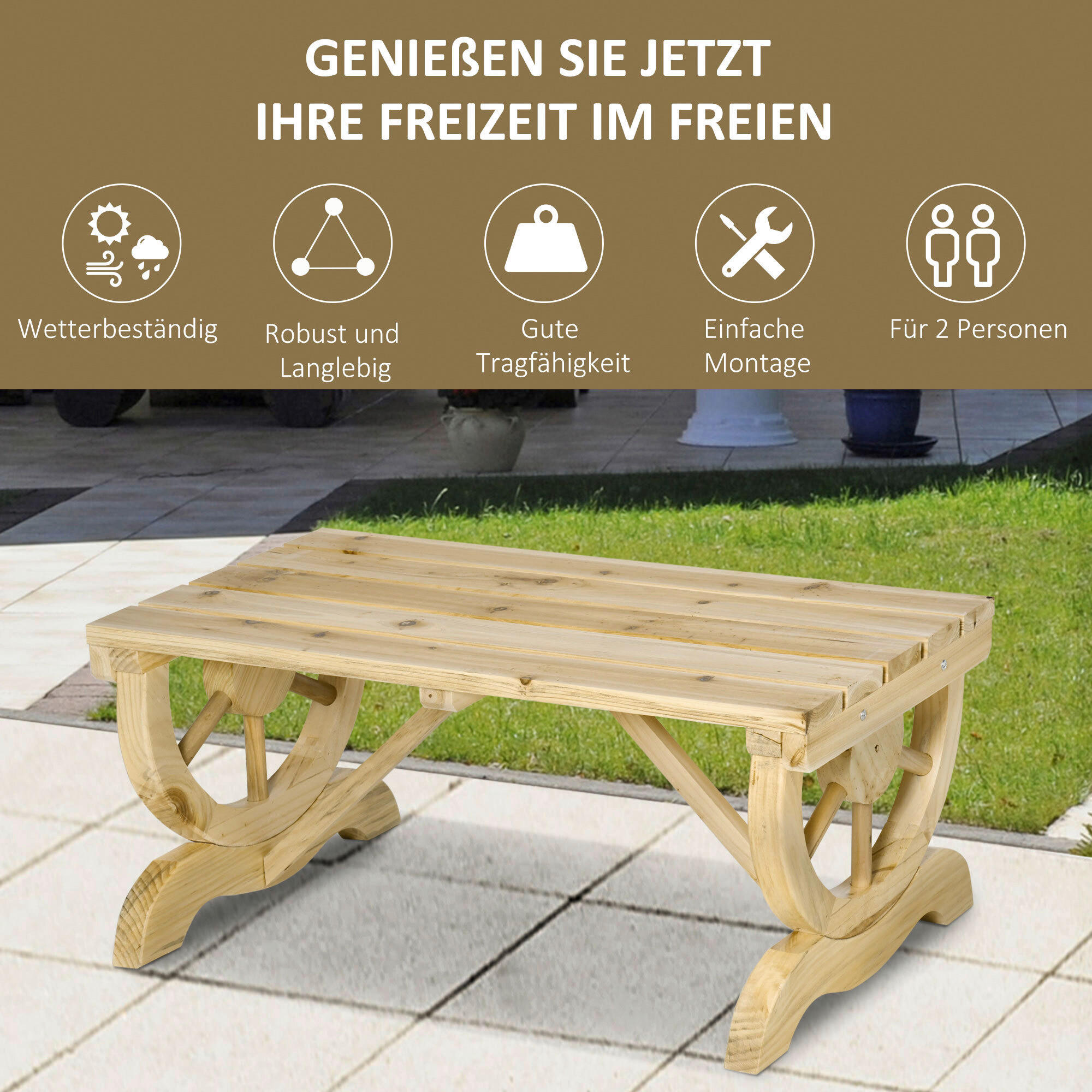 Outsunny Sitzbank natur Holz B/H/L: ca. ...