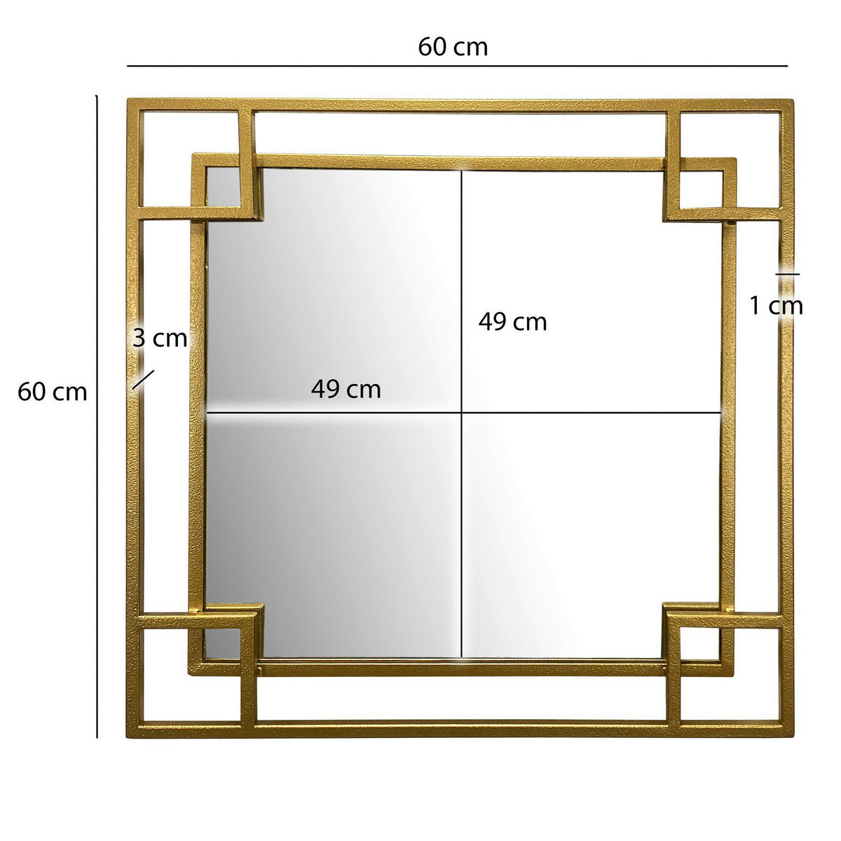 Wandspiegel gold Metall B/H/T: ca. 60x60x3 cm Wandspiegel - gold (60,00/60,00/3,00cm) - Wohnling