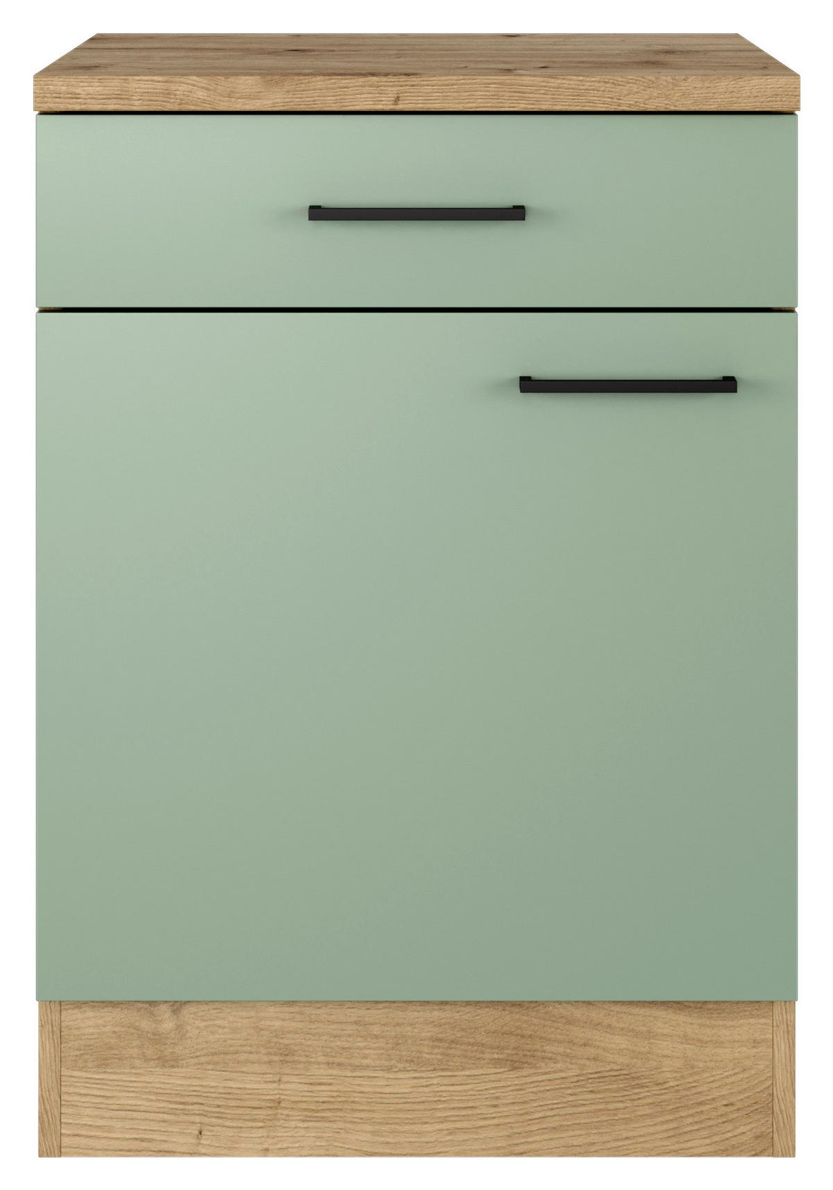 Flex-Well Unterschrank Cara grün B/H/T: ca. 60x85x60 cm Cara - Eiche/schwarz (60,00/85,00/60,00cm) - Flex-Well