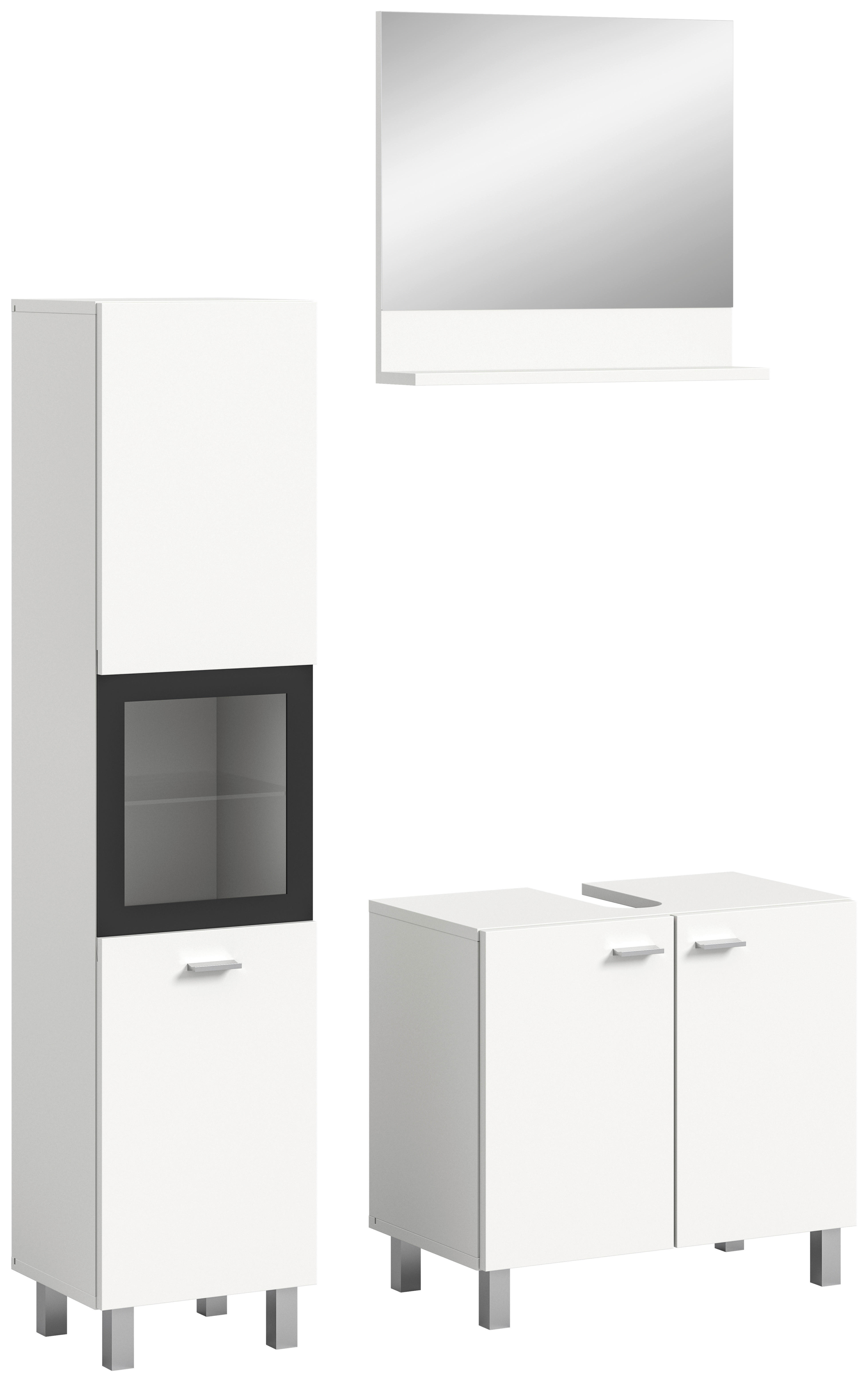 Badezimmer-Set BOSTON weiß schwarz B/H/T: ca. 102x186x33 cm BOSTON - weiß/schwarz (102,00/186,00/33,00cm) - xonox.home