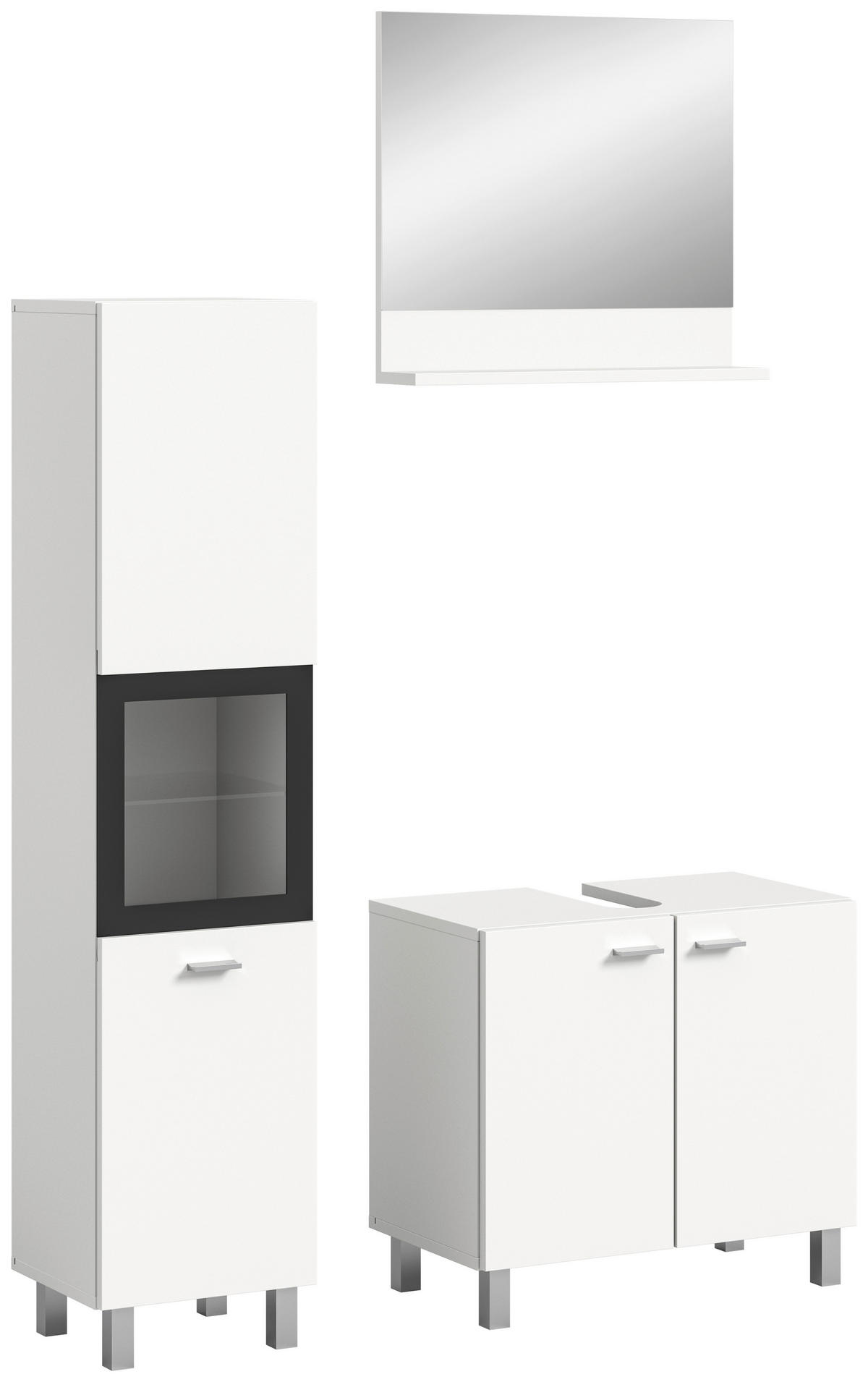 Badezimmer-Set BOSTON weiß schwarz B/H/T: ca. 102x186x33 cm BOSTON - weiß/schwarz (102,00/186,00/33,00cm) - xonox.home