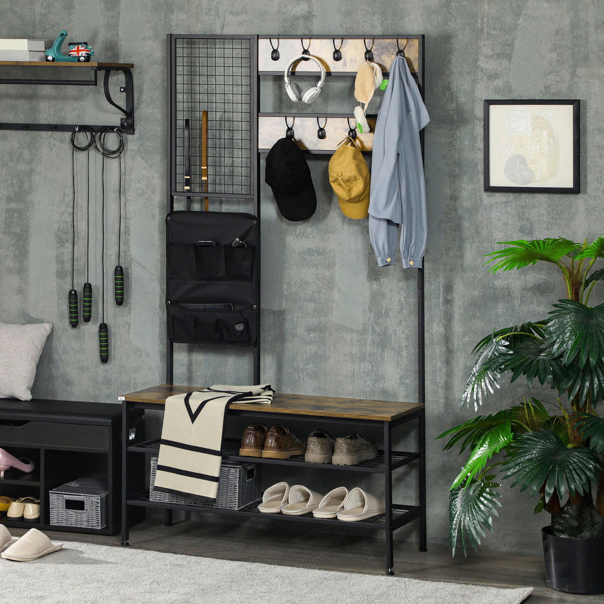 HOMCOM Garderobe braun Spanplatte B/H/L: ca. 40x100x185 cm Garderobenmodul - braun (185,00/40,00/100,00cm) - HOMCOM