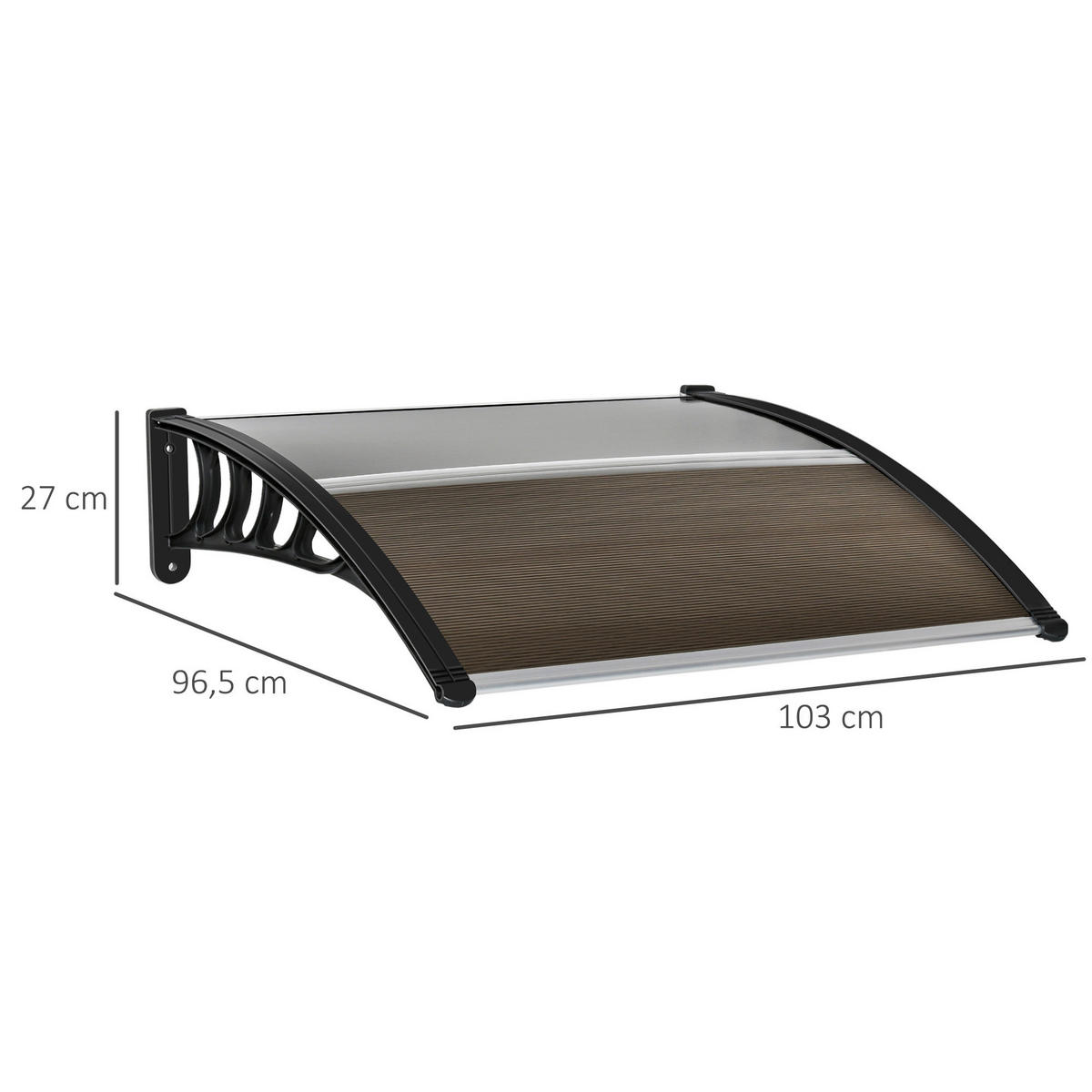 Outsunny Pultvordach braun B/H/L: ca. 96,5x27x103 cm Pultvordach - braun/schwarz (103,00/96,50/27,00cm) - Outsunny