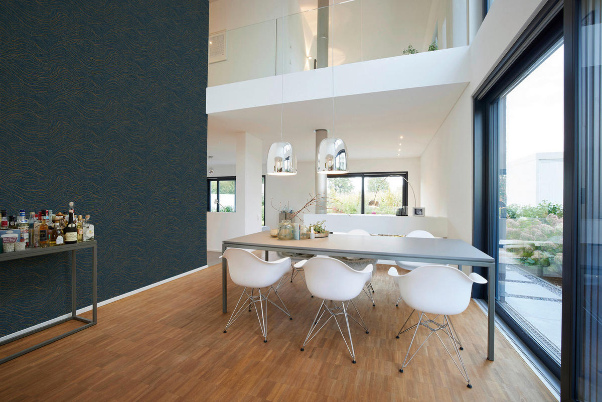 A.S.Creation Vliestapete dunkelblau gold B/H/D: ca. 53x1005x8,4 cm Vliestapete - gold/dunkelblau (8,40/1005,00cm) - A.S.Creation