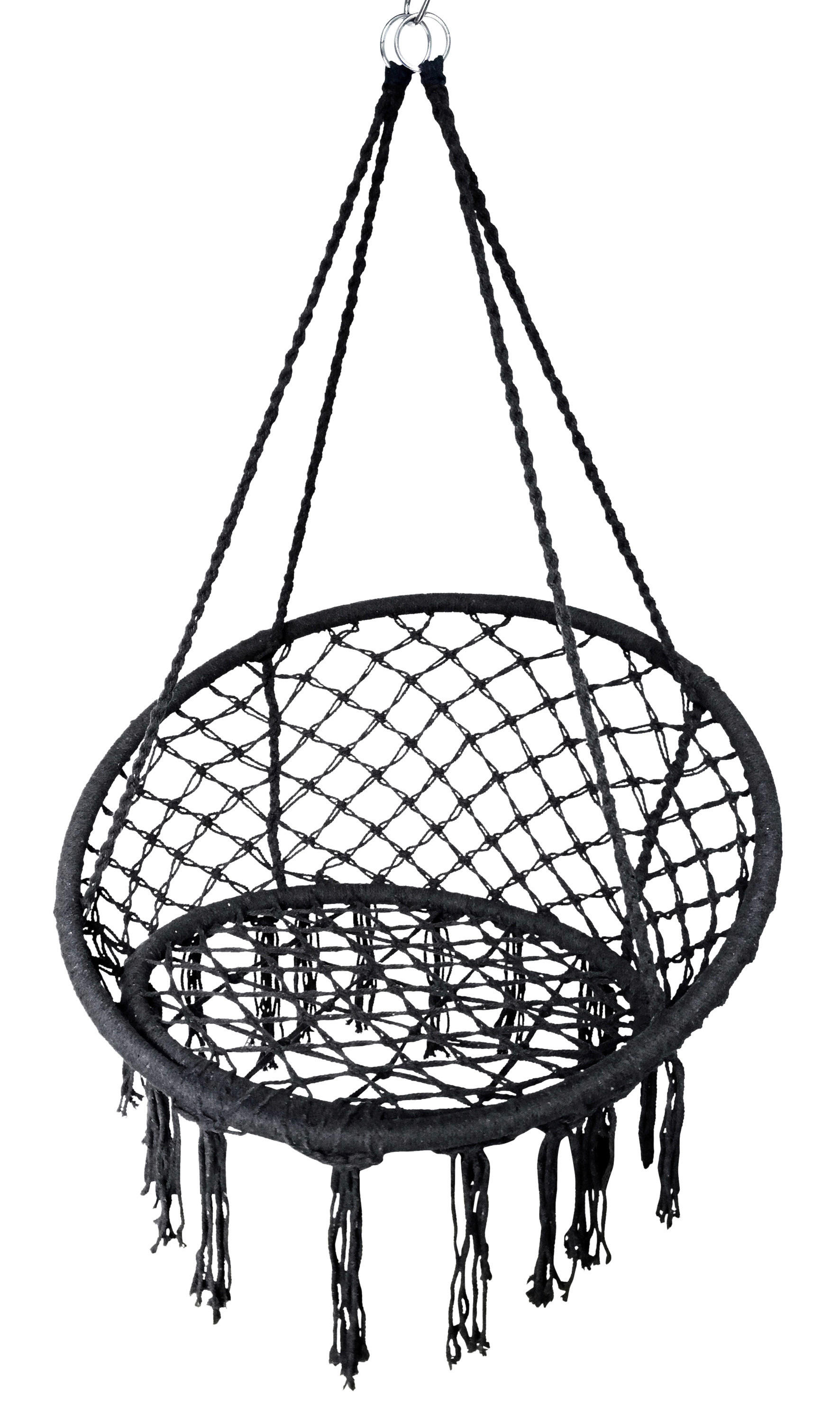 POCOline Hängesessel schwarz Baumwolle B/H/L: ca. 80x115x74 cm Hängesessel_mit_Quasten - schwarz (74,00/80,00/115,00cm) - POCOline