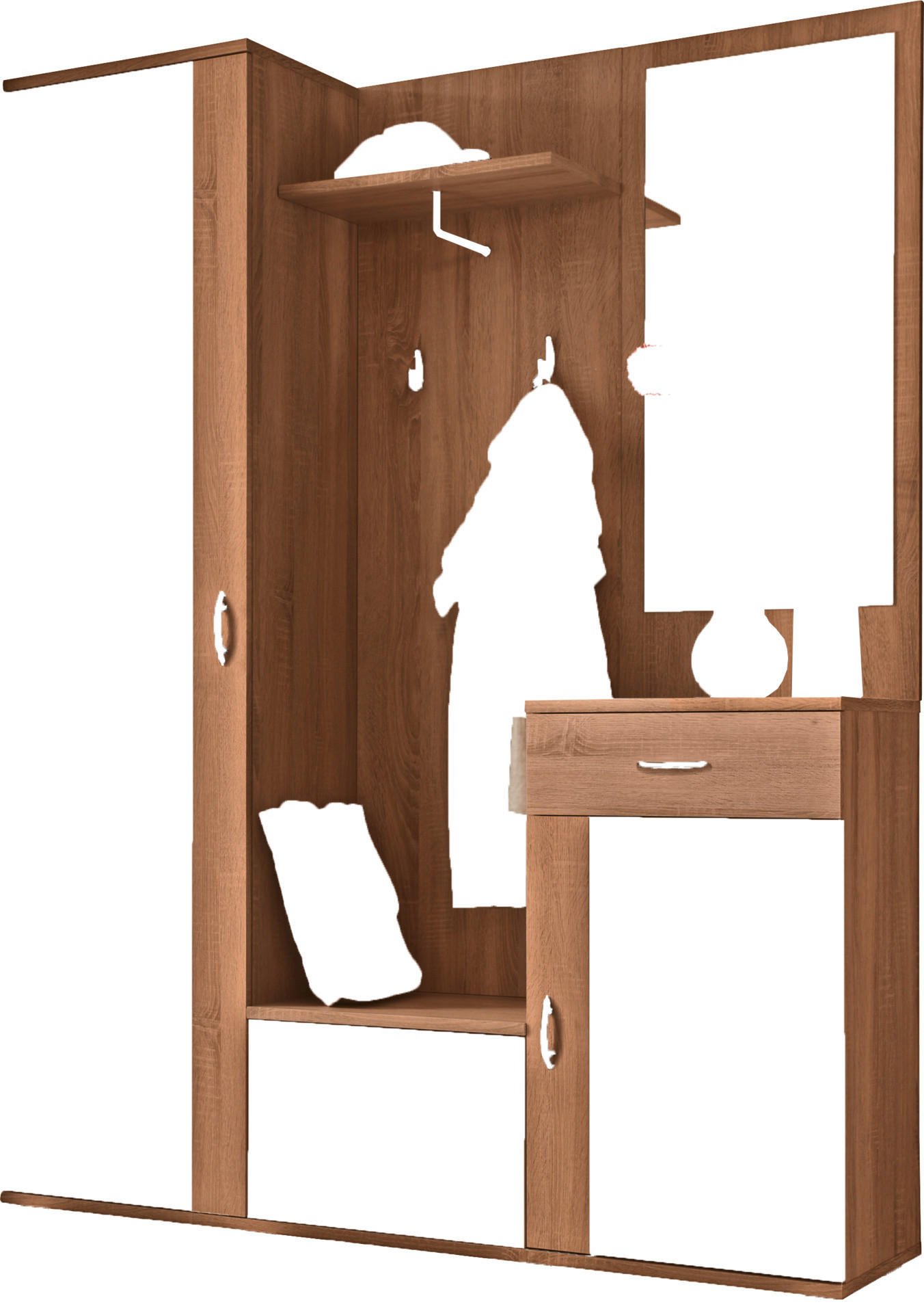 Garderobe Patent Eiche Sonoma Nachbildung weiß B/H/T: ca. 145x184x30 cm Patent - Eiche/weiß (145,00/184,00/30,00cm)