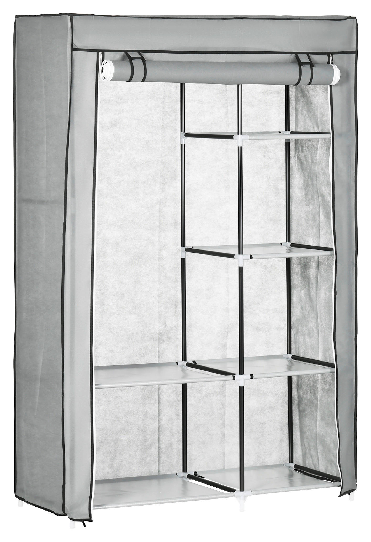 HOMCOM Kleiderschrank grau Polypropylen B/H/L: ca. 43x103x162,5 cm Stoffschrank - grau (162,50/43,00/103,00cm) - HOMCOM