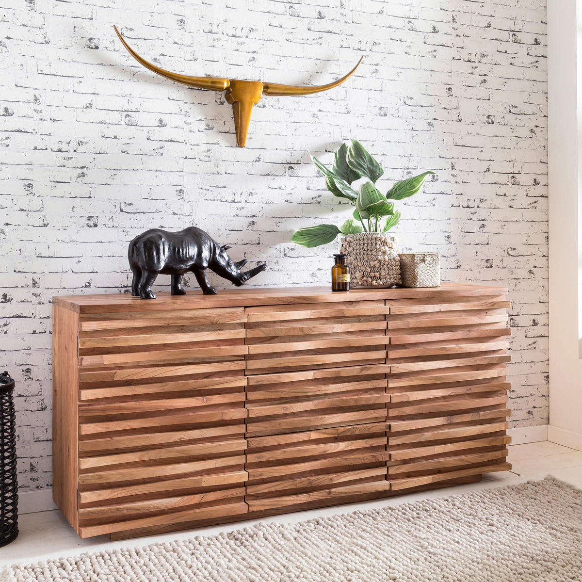 Sideboard natur B/H/T: ca. 160x75x43 cm Sideboard - natur (160,00/75,00/43,00cm) - Wohnling