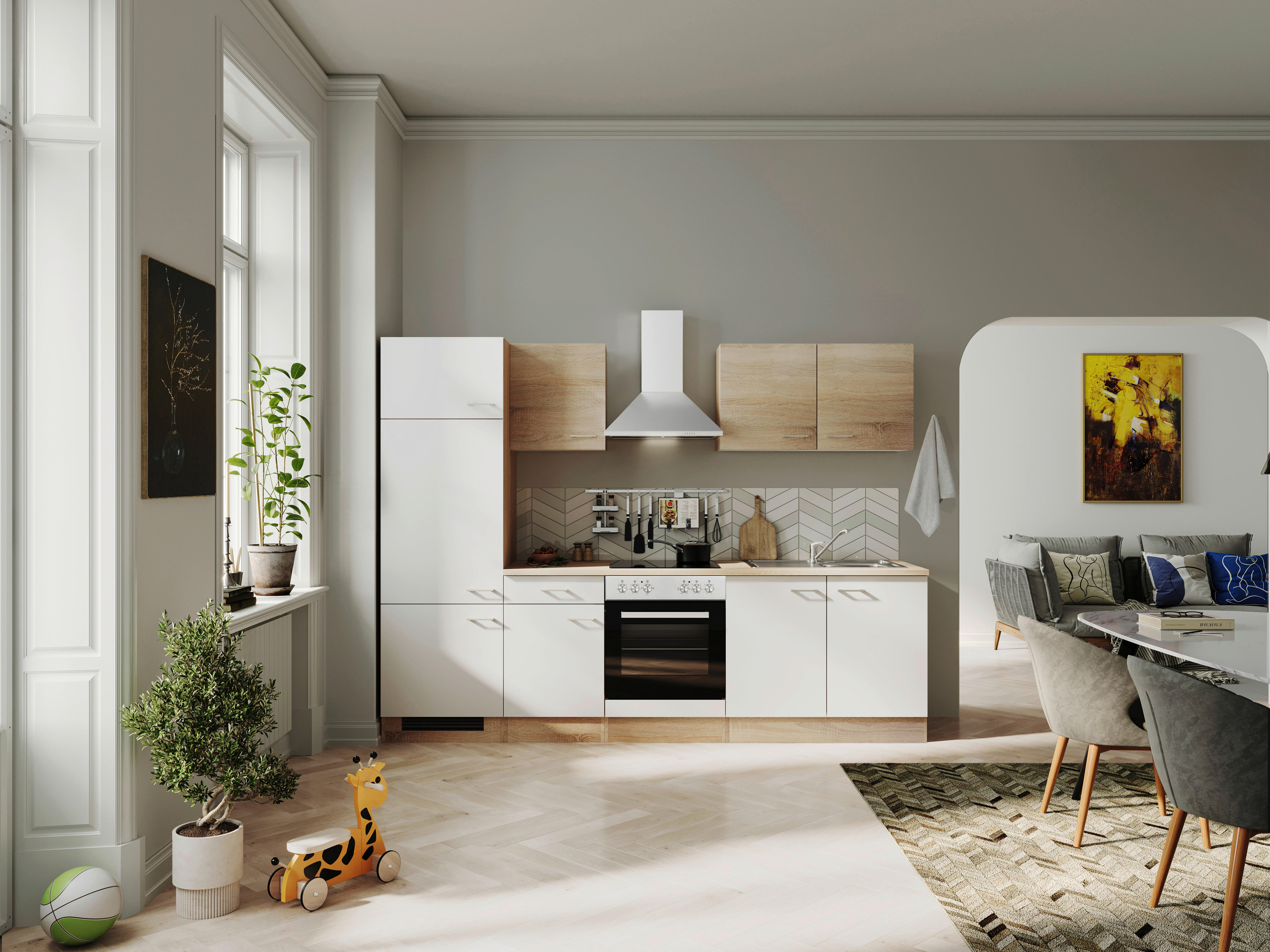 Küchenblock Samoa weiß B/H/T: ca. 270x200x60 cm Samoa - Eiche/weiß (270,00/200,00/60,00cm) - Flex-Well