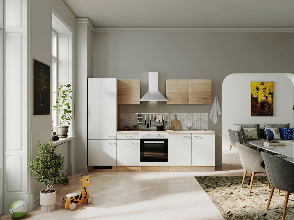 Küchenblock Samoa weiß B/H/T: ca. 270x200x60 cm Samoa - Eiche/weiß (270,00/200,00/60,00cm) - Flex-Well