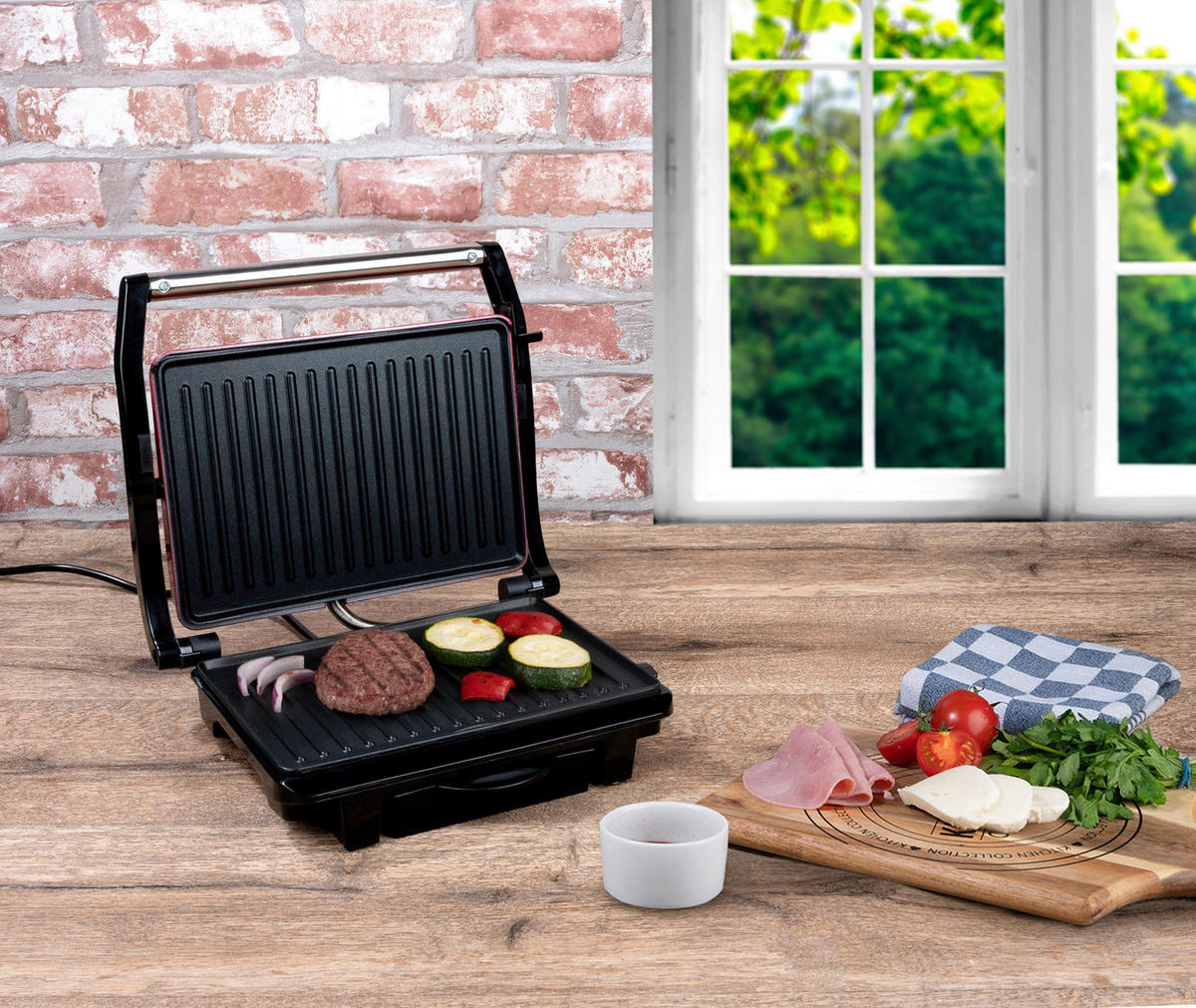 Kontaktgrill rot B/H/L: ca. 11,5x29,5x32,5 cm Kontaktgrill - rot/schwarz (32,50/11,50/29,50cm)