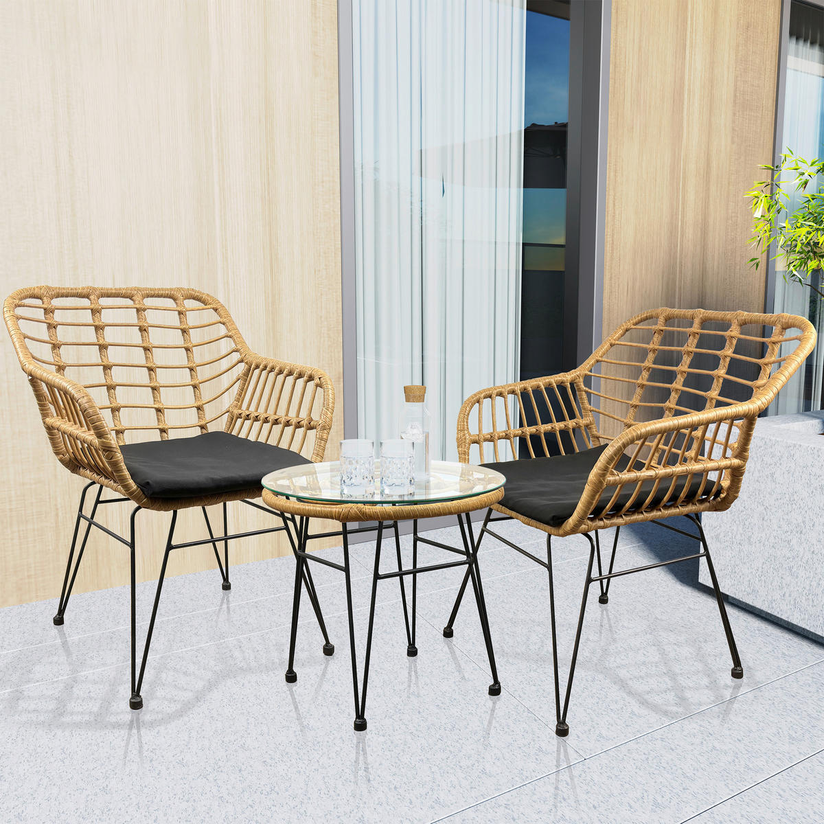 VCM Gartenstuhl-Set Ragali braun Polyrattangeflecht Ragali - braun - VCM