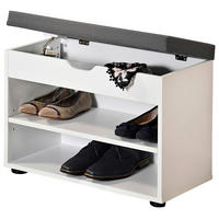 Kesper Schuhregal weiß Spanplatte B/H/L: ca. 30x47x60 cm Schuhregal_mit_Sitzkissen - weiß (60,00/30,00/47,00cm) - Kesper