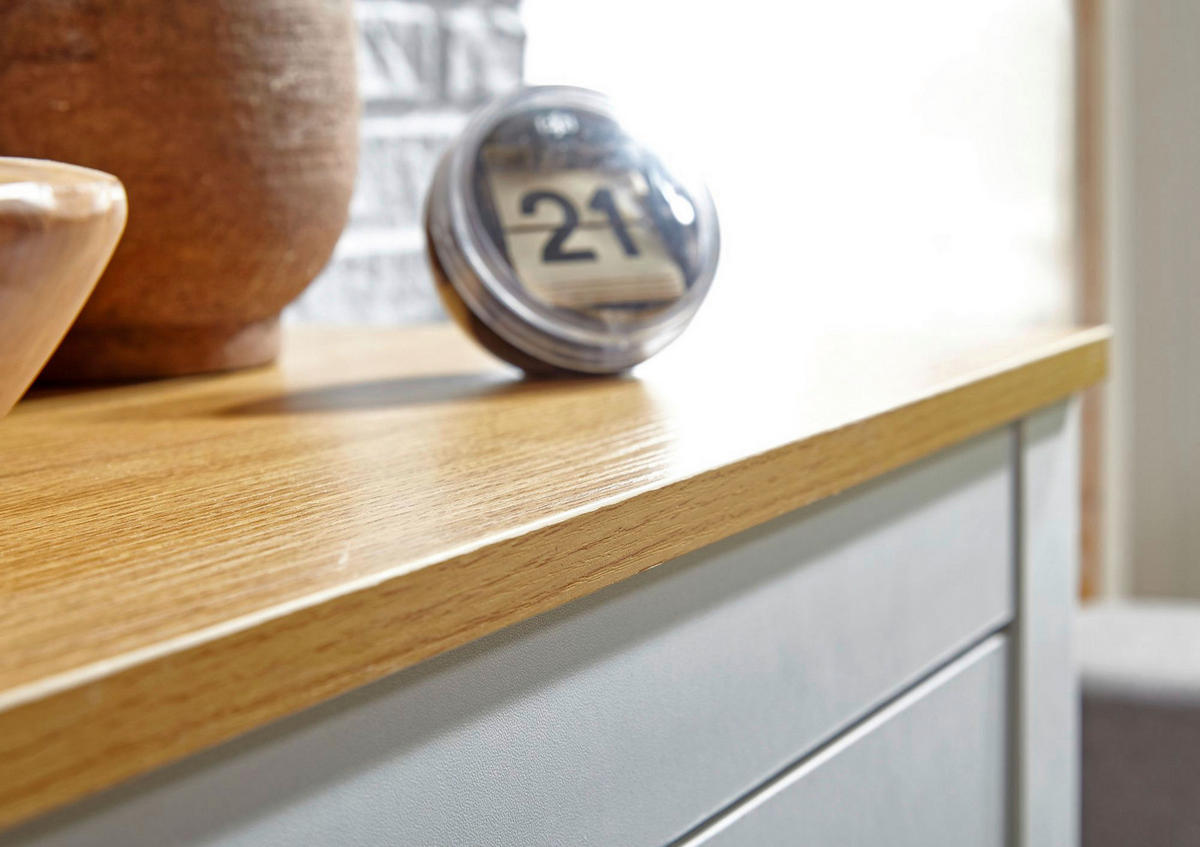 Sideboard weiß natur B/H/T: ca. 79x81x35 cm Sideboard - weiß/natur (79,00/81,00/35,00cm) - Wohnling