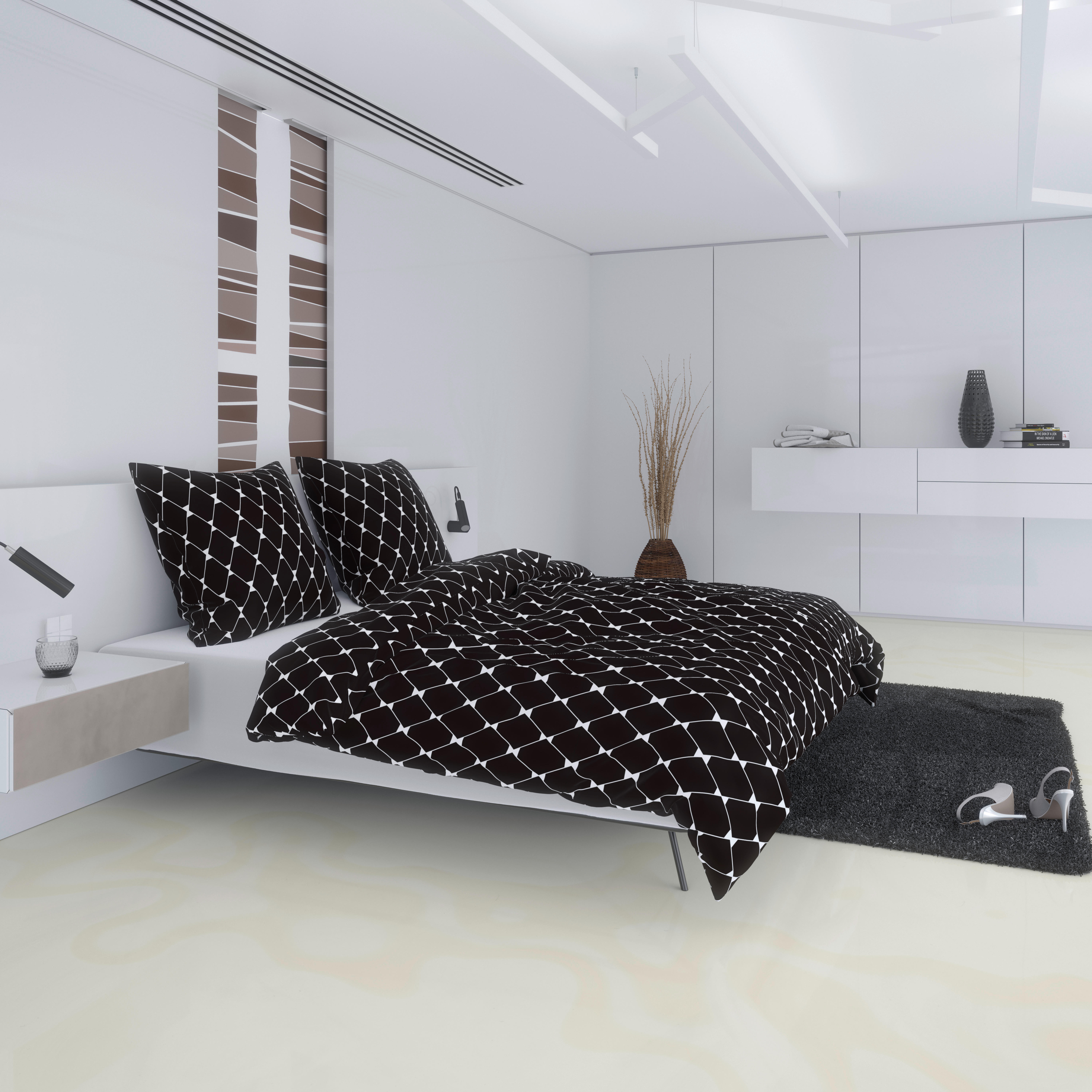 Microfaser Bettwäsche Bettwäsche_Microfaser Raute - weiß/schwarz (135,00/200,00cm)