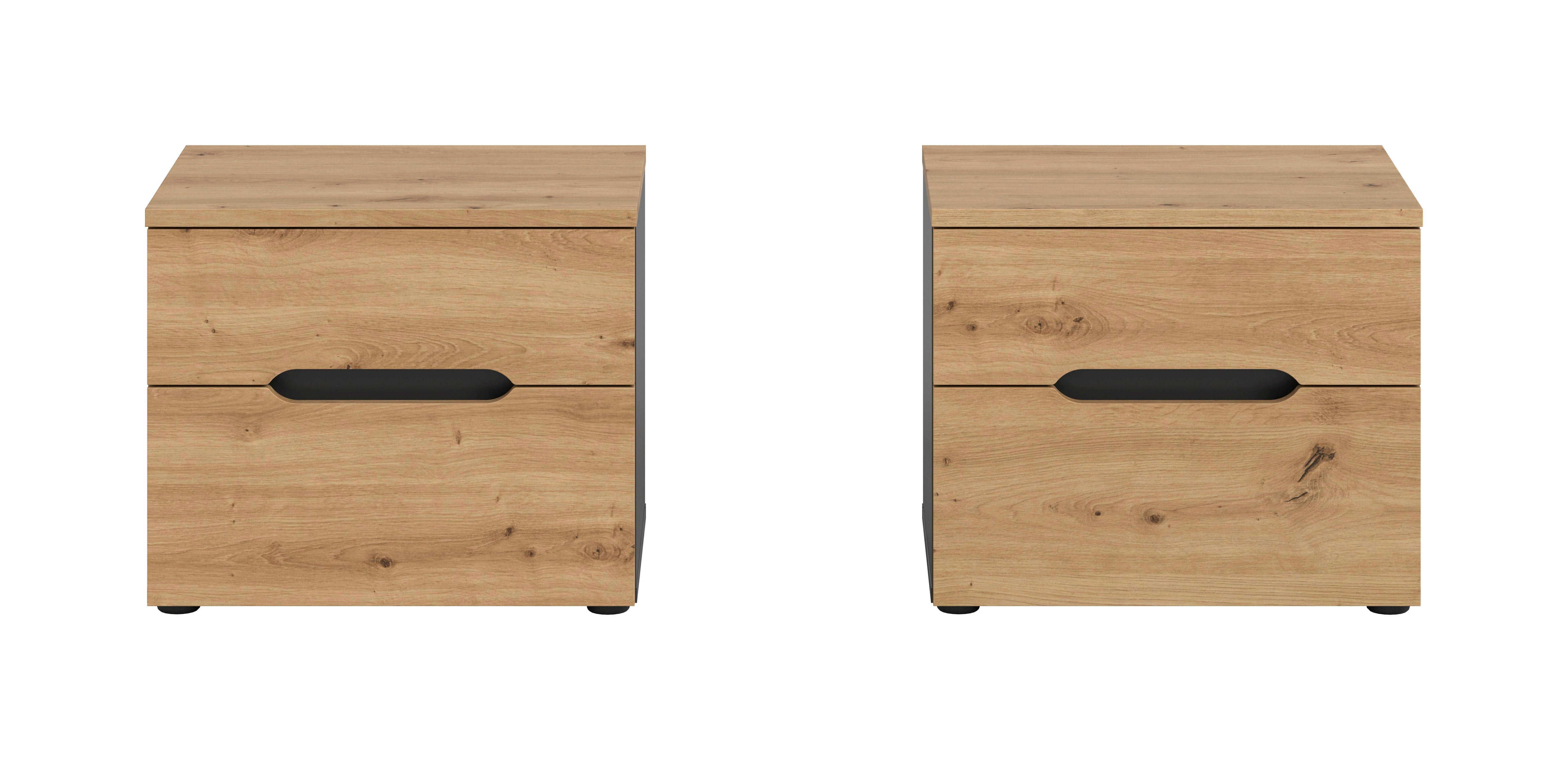 Thumbnail - Nachtkonsolen CANU, 2er-Set basaltgrau Artisan Nachbildung B/H/T: ca. 50x42x37 cm