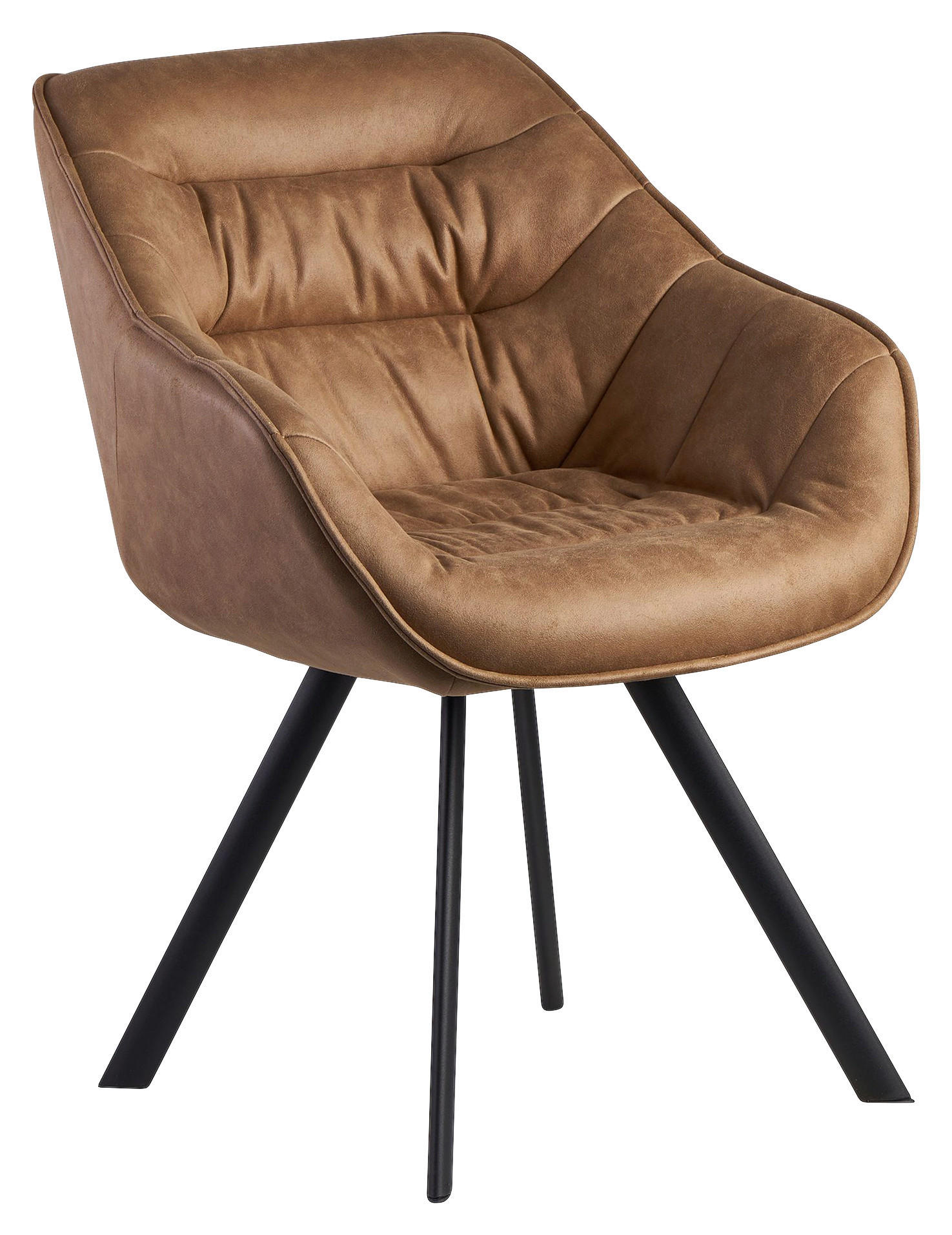 Stuhl braun schwarz Stoff Eisen B/H/T: ca. 60x85x64 cm Esszimmerstuhl - braun/schwarz (60,00/85,00/64,00cm) - Wohnling