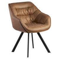 Stuhl braun schwarz Stoff Eisen B/H/T: ca. 60x85x64 cm Esszimmerstuhl - braun/schwarz (60,00/85,00/64,00cm) - Wohnling