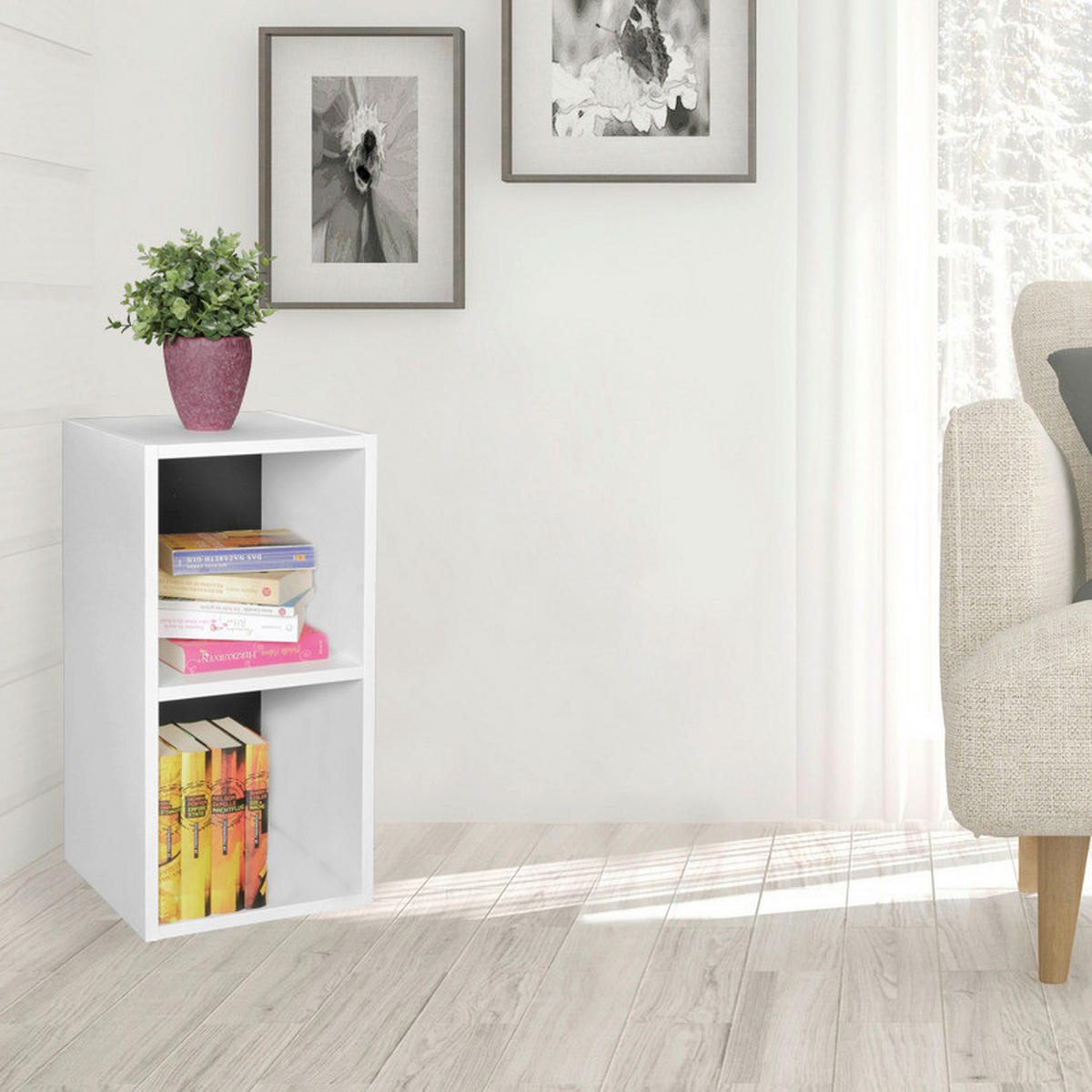 Standregal weiß B/H/T: ca. 30x60x30 cm Standregal - weiß (30,00/60,00/30,00cm) - Wohnling