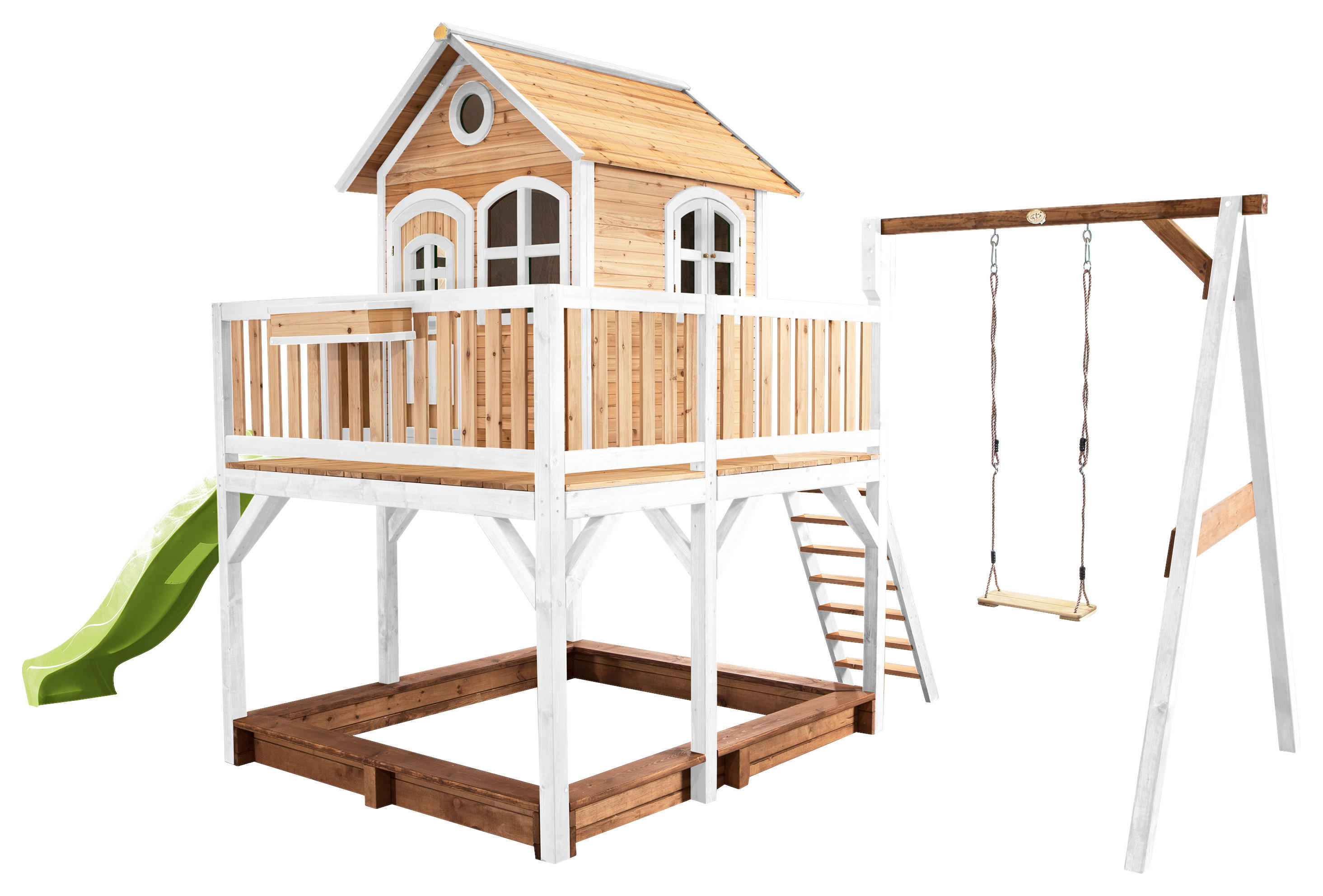 AXI Spielhaus Liam braun B/H/L: ca. 541x291x277 cm Liam - braun/weiß (277,00/541,00/291,00cm) - AXI