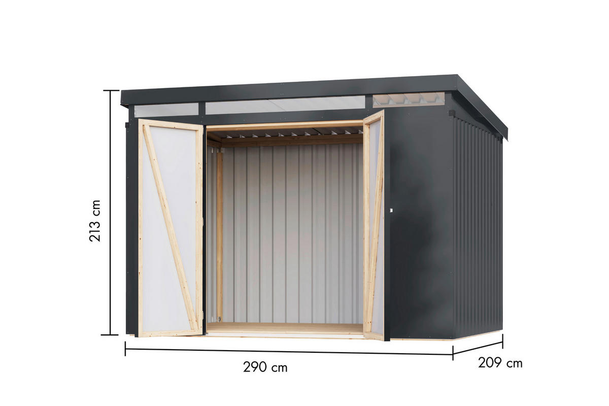 Karibu Gartenhaus Indra 3 anthrazit B/H/T: ca. 289x213x206 cm Indra 3 - anthrazit (289,00/213,00/206,00cm) - Karibu
