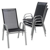 VCM Stapelsessel 4er Set schwarz Textilene B/H/T: ca. 55x93x58 cm 4er Set - hellgrau/schwarz (55,00/93,00/58,00cm) - VCM