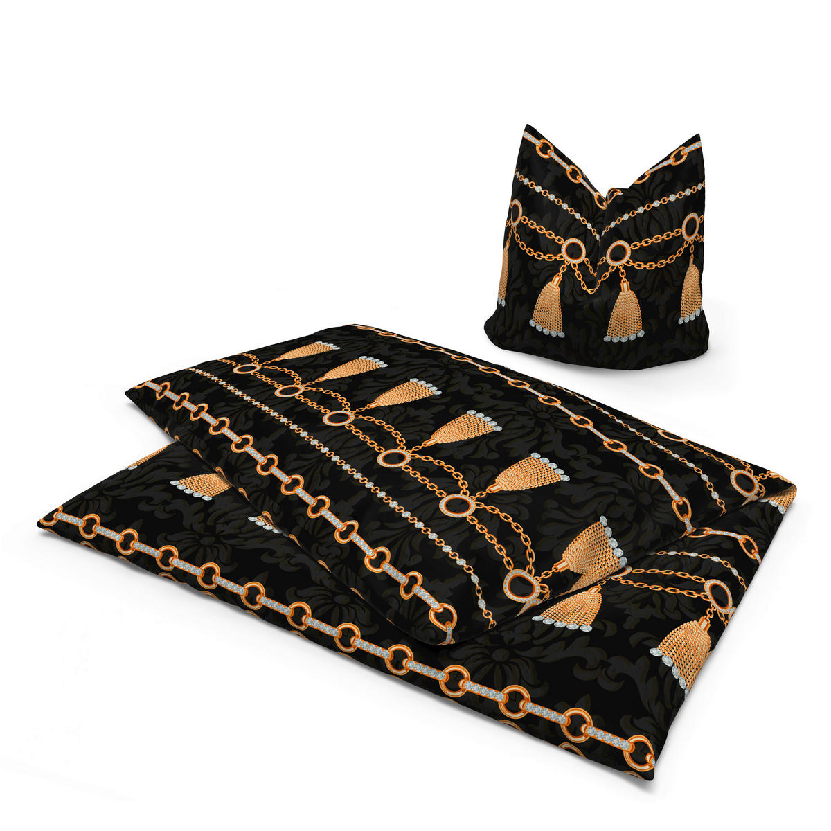 Microfaser Bettwäsche Bettwäsche_Microfaser Quaste - gold/schwarz (135,00/200,00cm)