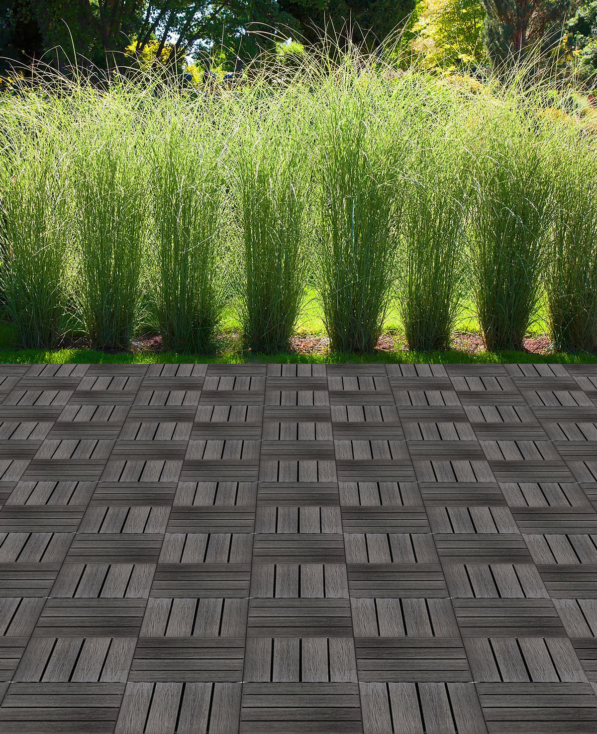 POCOline Terrassenfliese WPC, 6 Stück im Paket grau B/L: ca. 30x30 cm WPC, 6 Stück im Paket - grau (30,00/30,00cm) - POCOline