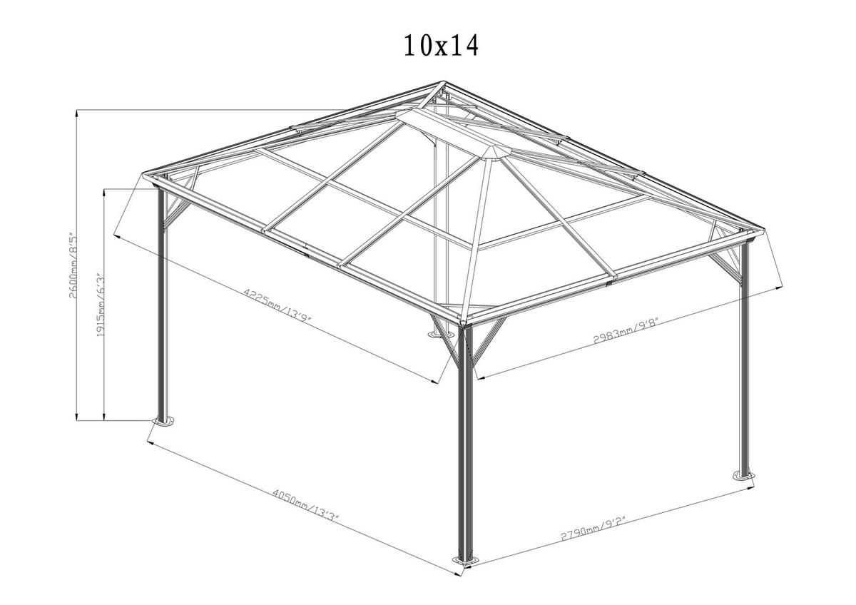 Sojag Pavillon Verona anthrazit Aluminium B/H/T: ca. 298x260x423 cm Verona - anthrazit (298,00/260,00/423,00cm) - Sojag