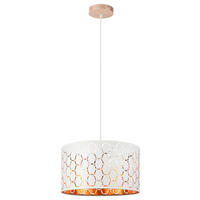 Lamkur Pendelleuchte weiß Holz B/H/L: ca. 37x23x37 cm E27 1 Brennstellen Ulle - weiß (37,00/37,00/23,00cm) - Lamkur