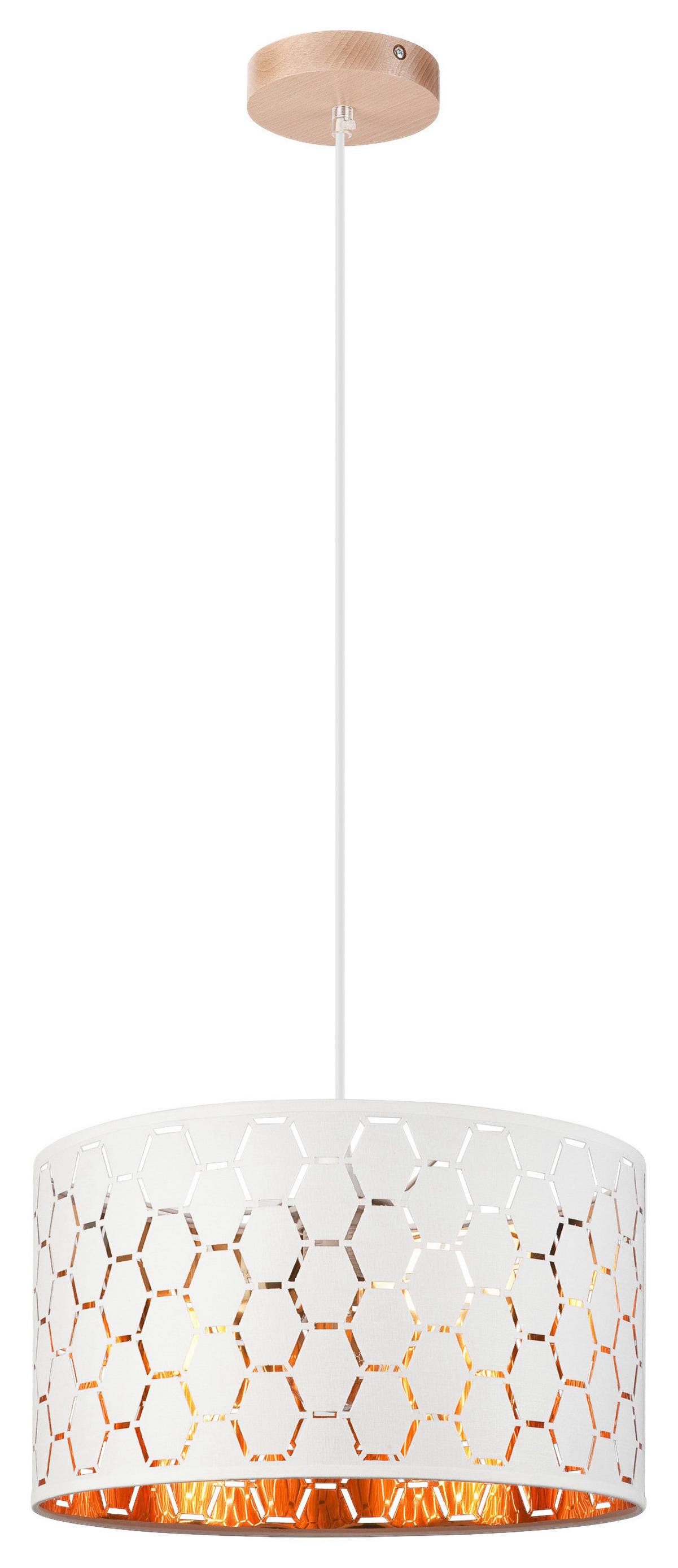 Lamkur Pendelleuchte weiß Holz B/H/L: ca. 37x23x37 cm E27 1 Brennstellen Ulle - weiß (37,00/37,00/23,00cm) - Lamkur