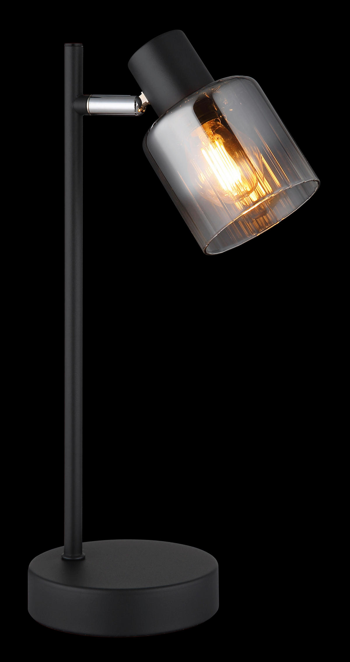 GLOBO Tischleuchte JACK 50400108 klar schwarz Rauch Glas Metall B/H/L: ca. 13,5x35x12 cm E14 1 Brennstellen JACK - klar/schwarz (12,00/13,50/35,00cm) - GLOBO