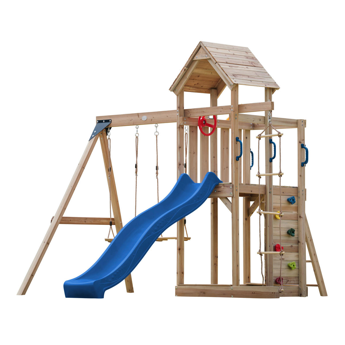 AXI Spielturm Moos blau B/H/L: ca. 342x267x375 cm Moos - braun/blau (375,00/342,00/267,00cm) - AXI