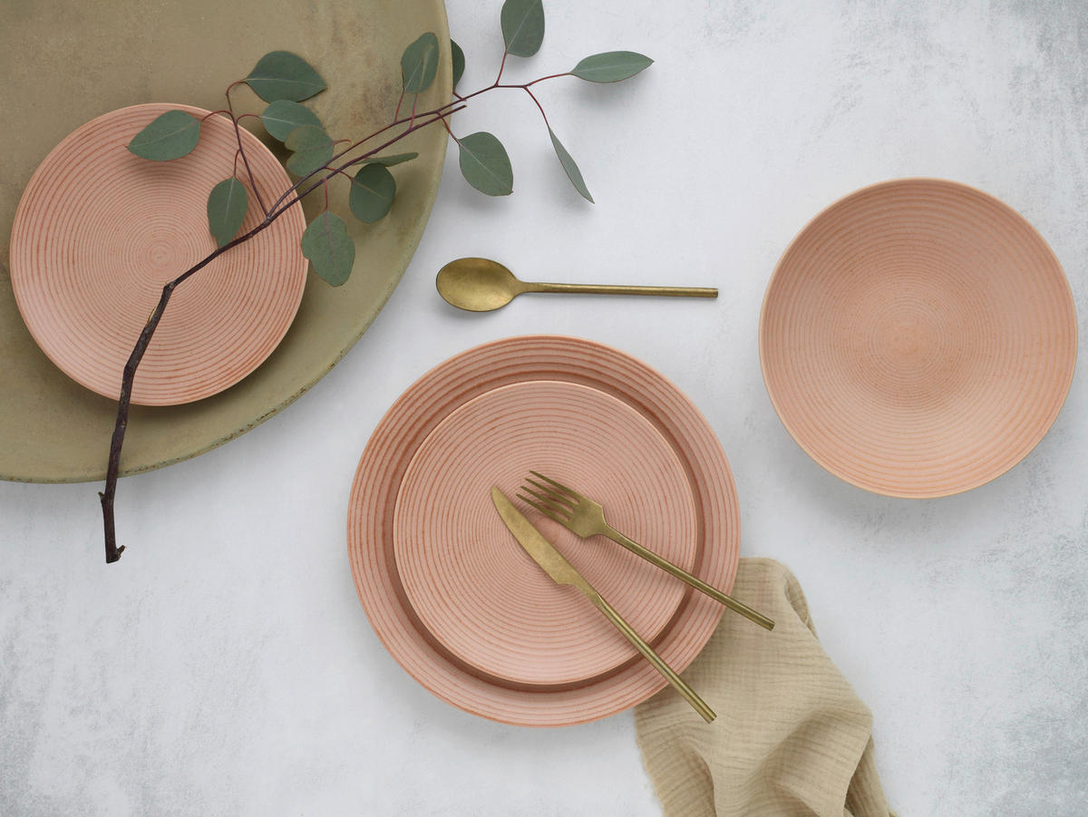 CreaTable Tafelservice Catania Peach rot Steinzeug 12 tlg. Catania Peach - rot - CreaTable