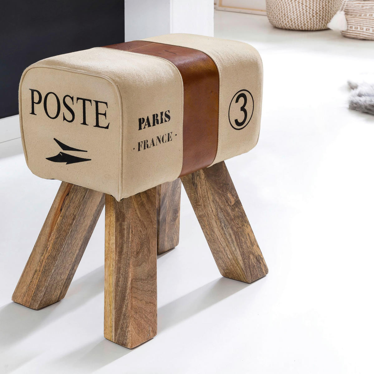 Wohnling Sitzhocker beige B/H/T: ca. 40x47x30 cm Sitzhocker - beige (40,00/47,00/30,00cm) - Wohnling