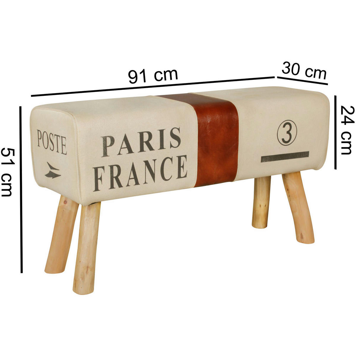 Wohnling Sitzbank beige B/H/T: ca. 91x51x30 cm Sitzbank - beige (91,00/51,00/30,00cm) - Wohnling