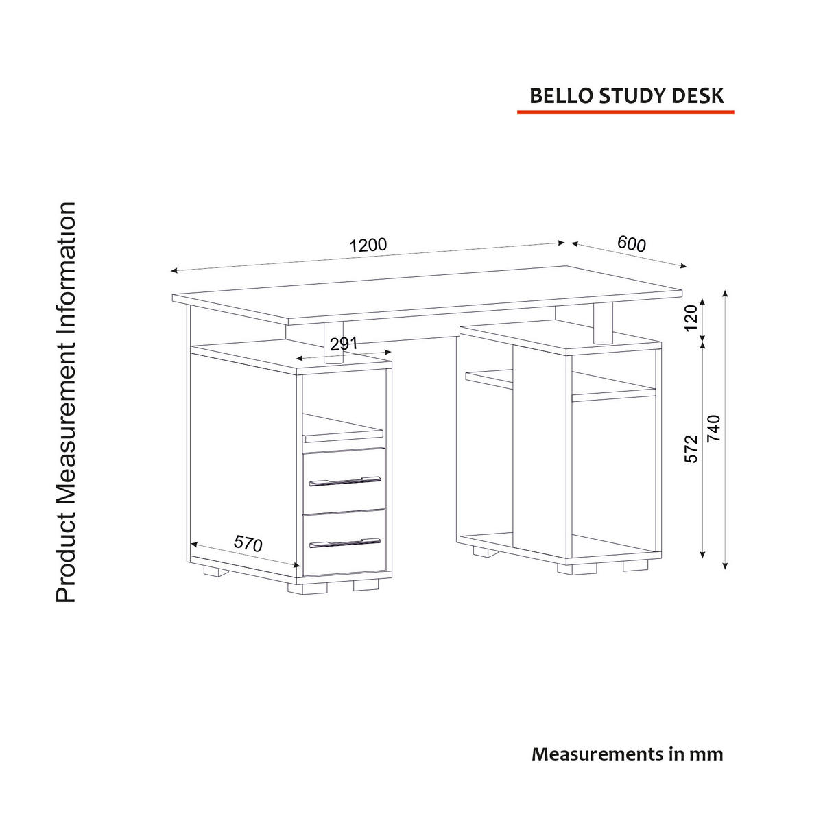 Schreibtisch Bello schwarz B/H/T: ca. 120x74x60 cm Bello - schwarz (120,00/74,00/60,00cm) - moebel17