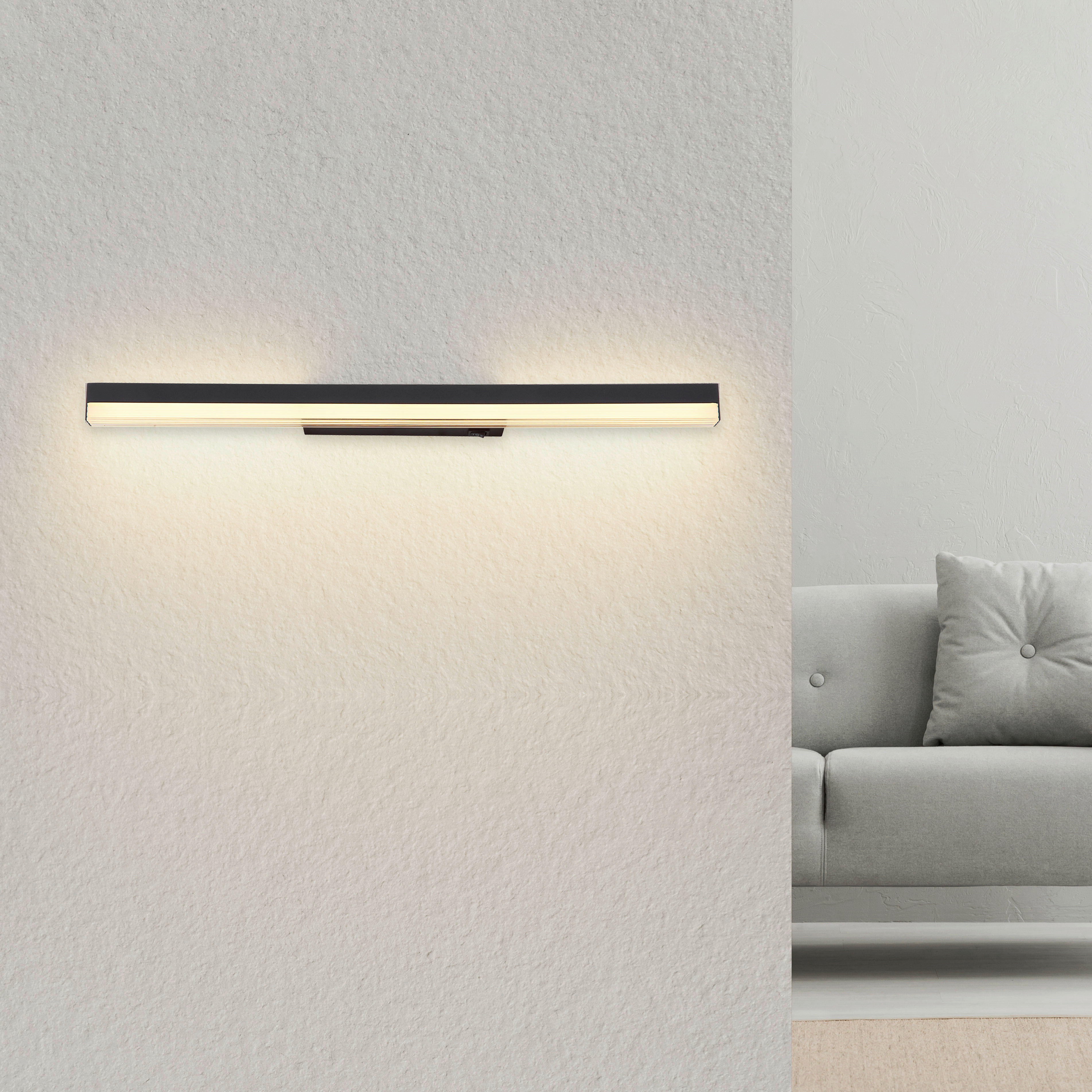 GLOBO LED-Wandleuchte Opal schwarz Acryl Metall B/H: ca. 60x4 cm SALLO - schwarz/Opal (60,00/4,00cm) - GLOBO