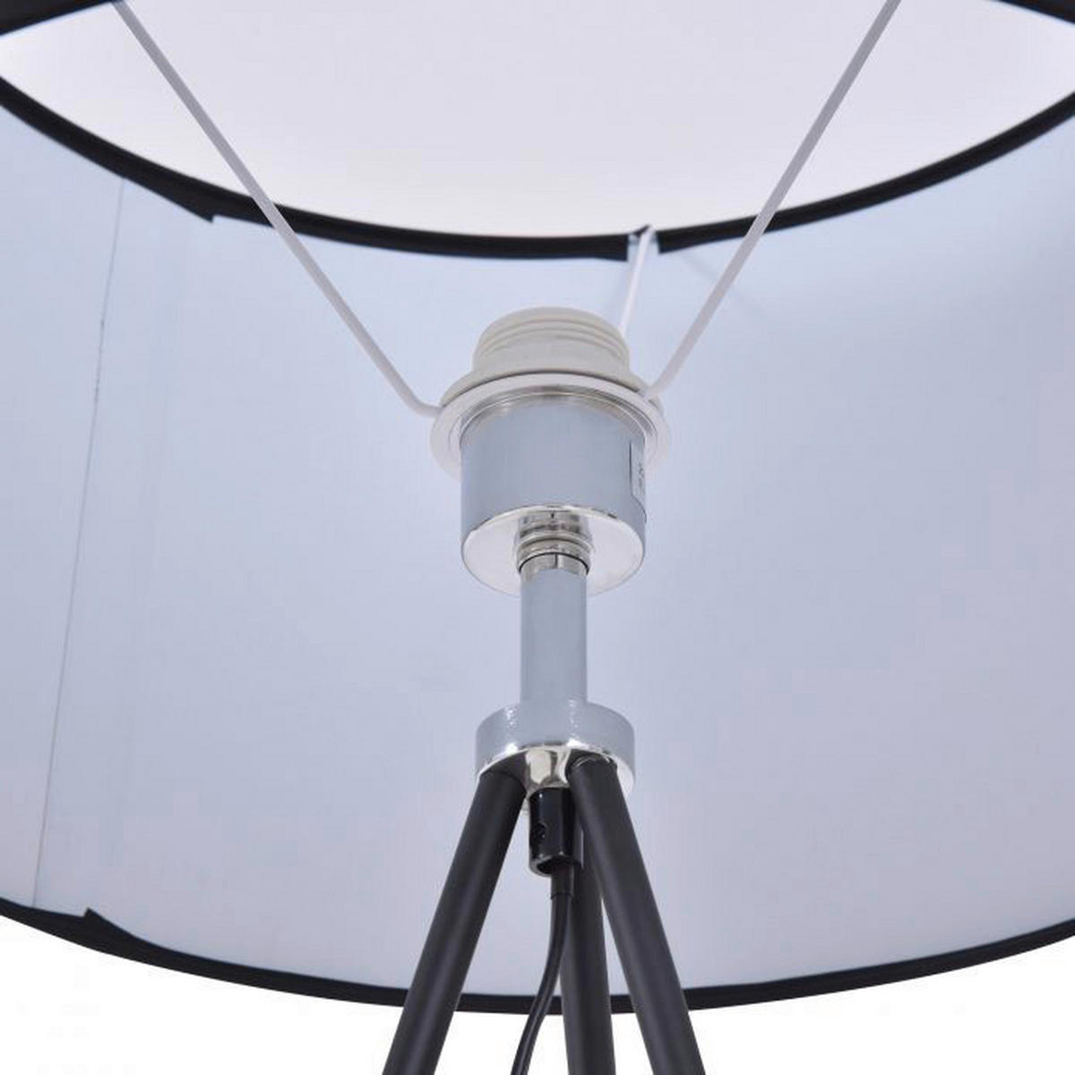 HOMCOM Tripod Stehleuchte B31-111V01BK Tripod schwarz Stoff Metall B/H/L: ca. 48x156x48 cm E27 1 Brennstellen Tripod Stehleuchte B31-111V01BK - schwarz (48,00/48,00/156,00cm) - HOMCOM