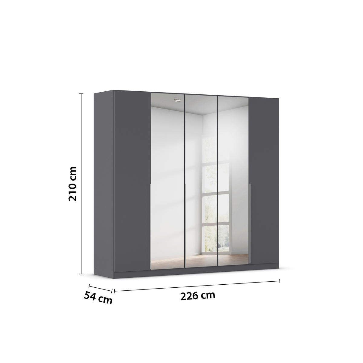 Kleiderschrank Alabama grau B/H/T: ca. 225x210x54 cm Alabama - Alu/grau (225,00/210,00/54,00cm)
