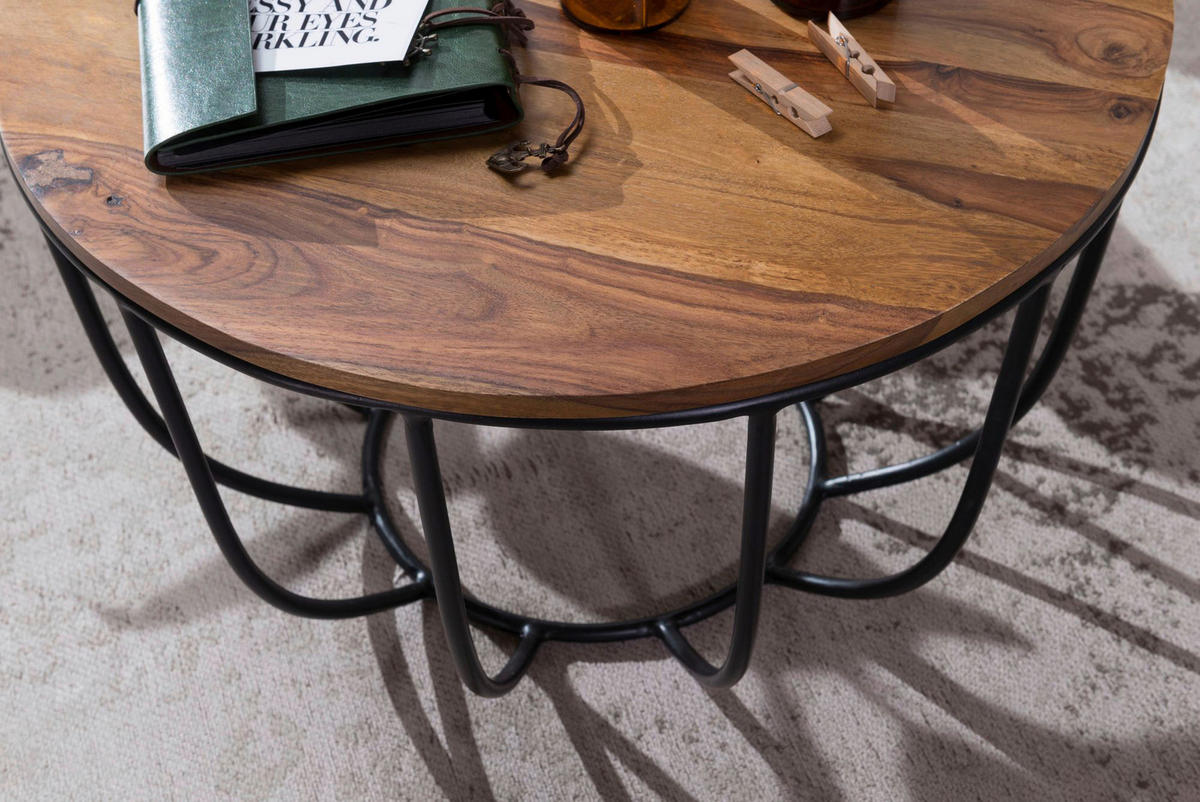 Couchtisch natur schwarz lackiert B/H/T: ca. 60x39x60 cm Couchtisch - natur/schwarz (60,00/39,00/60,00cm) - Wohnling