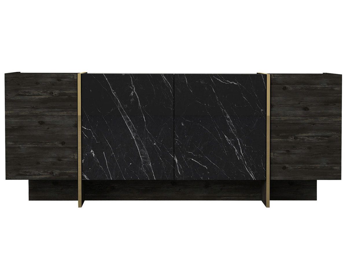 Sideboard Rebab Rebab braun dunkelgrau Marmoroptik B/H/T: ca. 180x75,5x46,6 cm Rebab - Marmoroptik/dunkelgrau (180,00/75,50/46,60cm) - moebel17