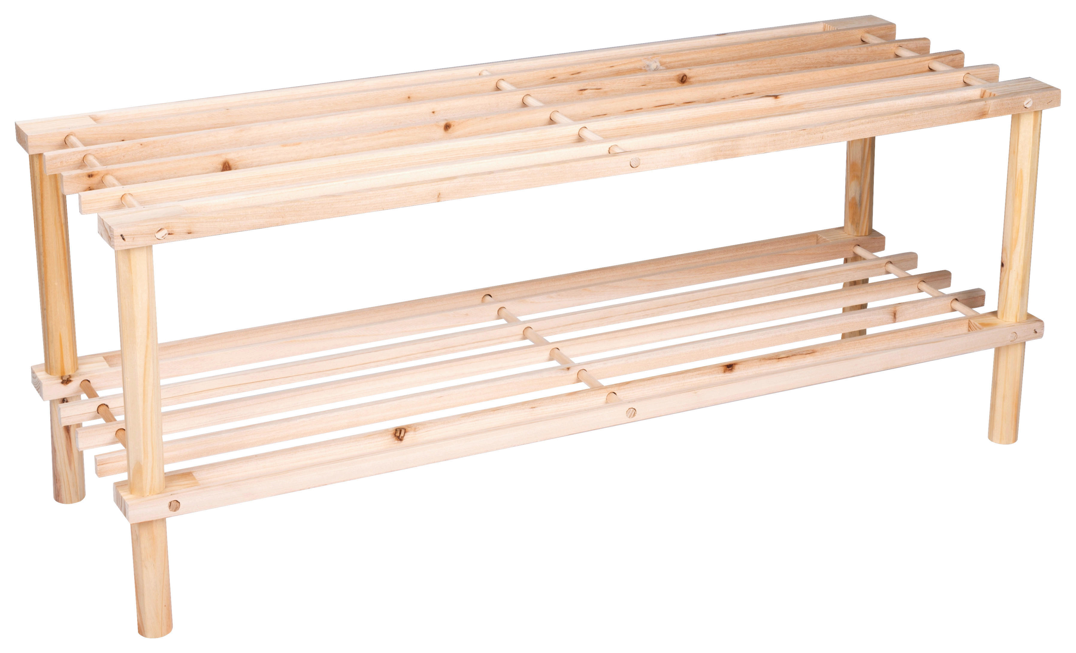 alpina Schuhregal braun Holz B/H/L: ca. 26x29,5x74 cm Schuhregal_2_Lagen - braun (74,00/26,00/29,50cm) - Alpina