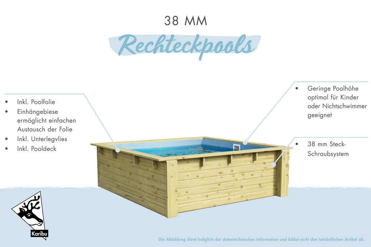 Karibu Mini-Pool Skipper natur Holz B/H/L: ca. 220x79x220 cm Skipper - natur (220,00/220,00/79,00cm) - Karibu