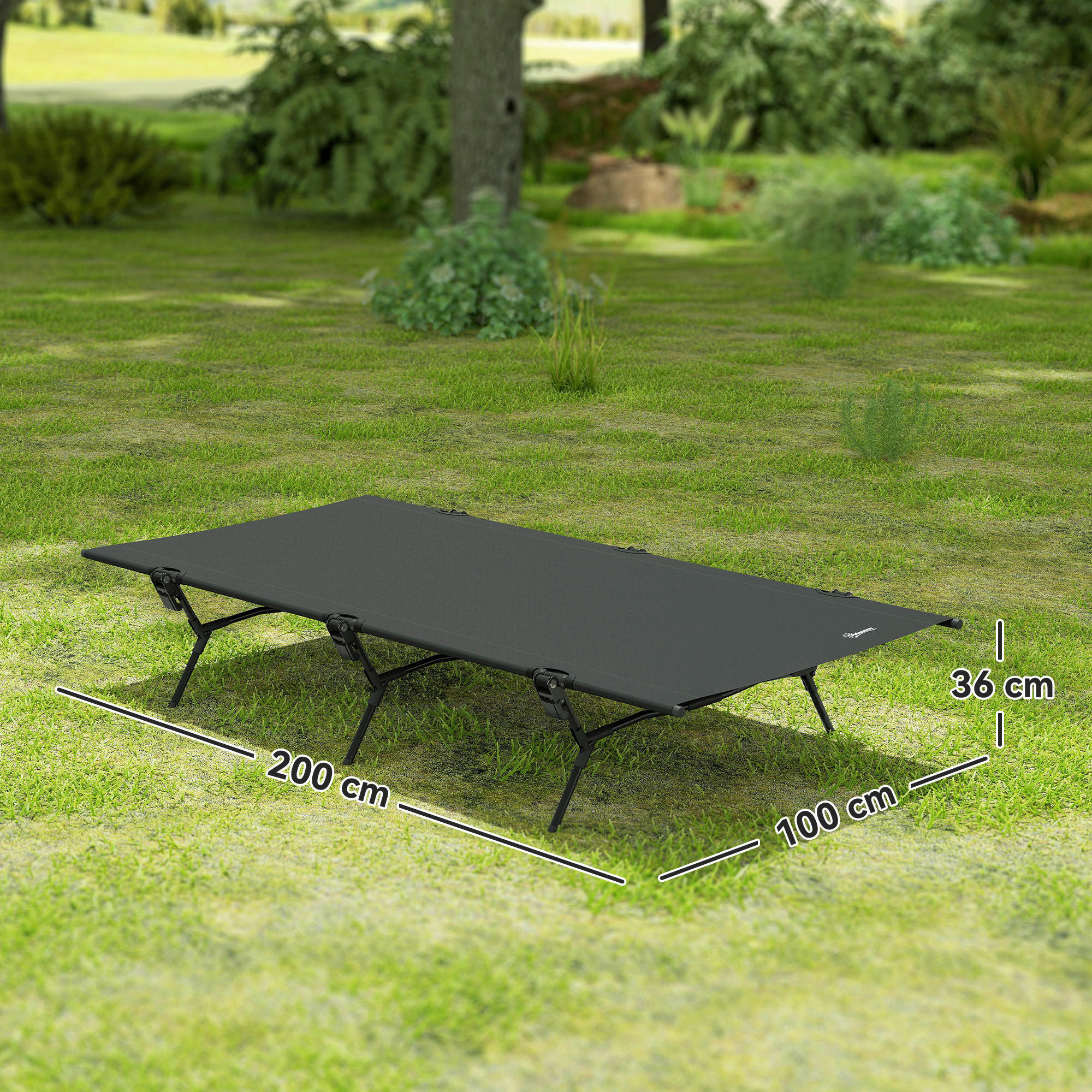 Outsunny Campingbett B/H/L: ca. 100x36x200 cm Campingbett - schwarz (200,00/100,00/36,00cm) - Outsunny